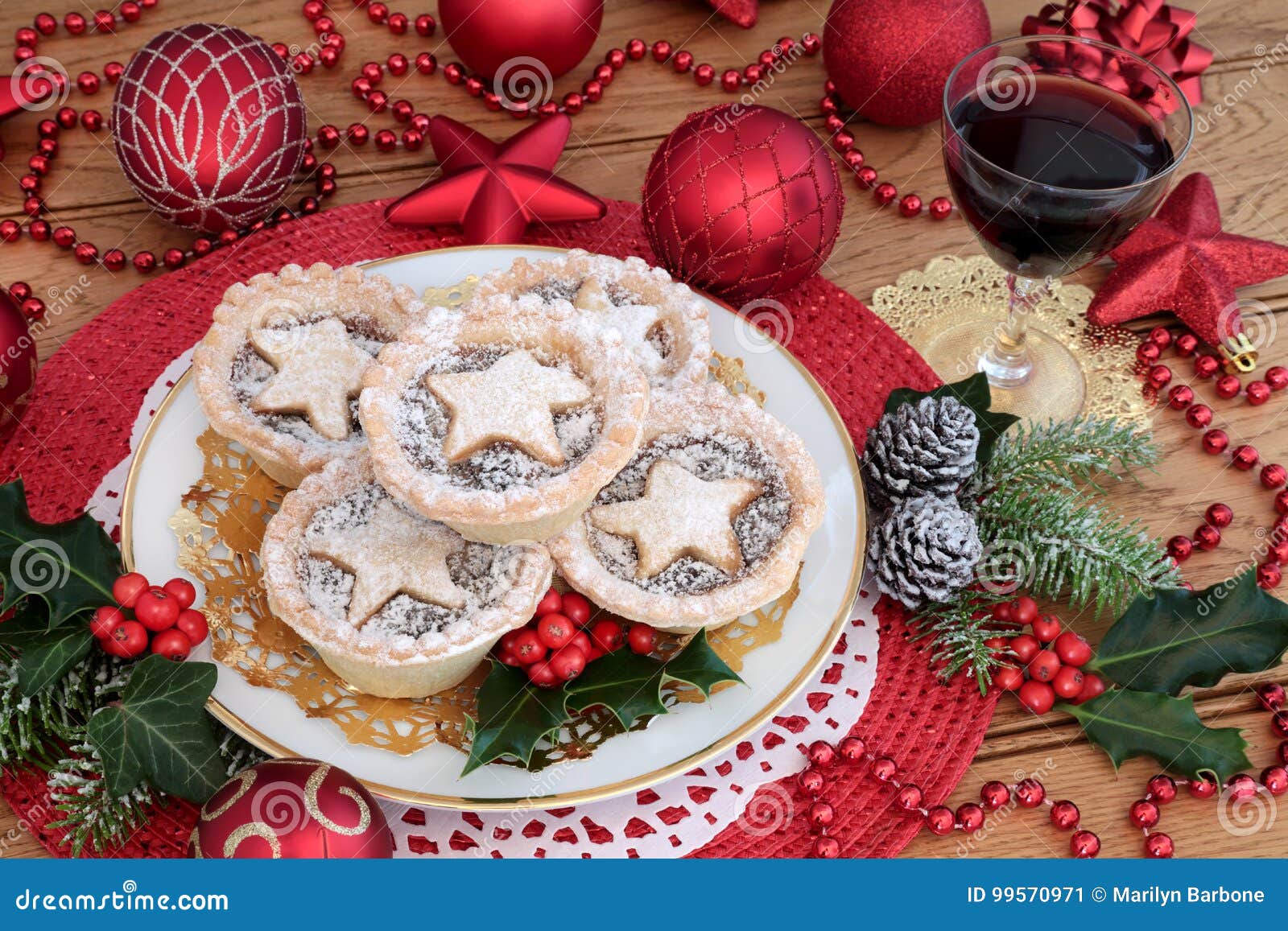 christmas mince pies and wine