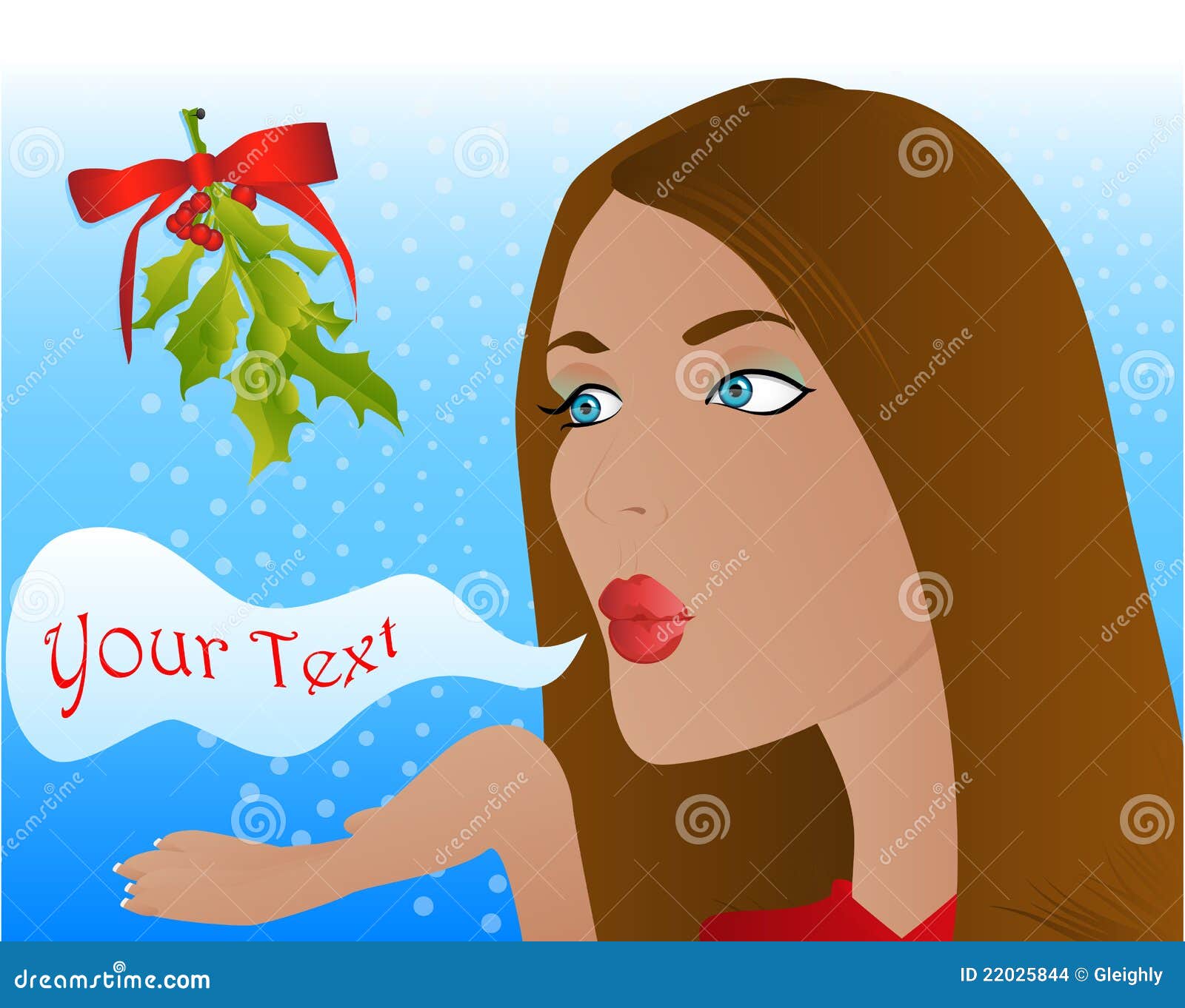 Christmas mistletoe kiss stock vector. Illustration of blue 22025844