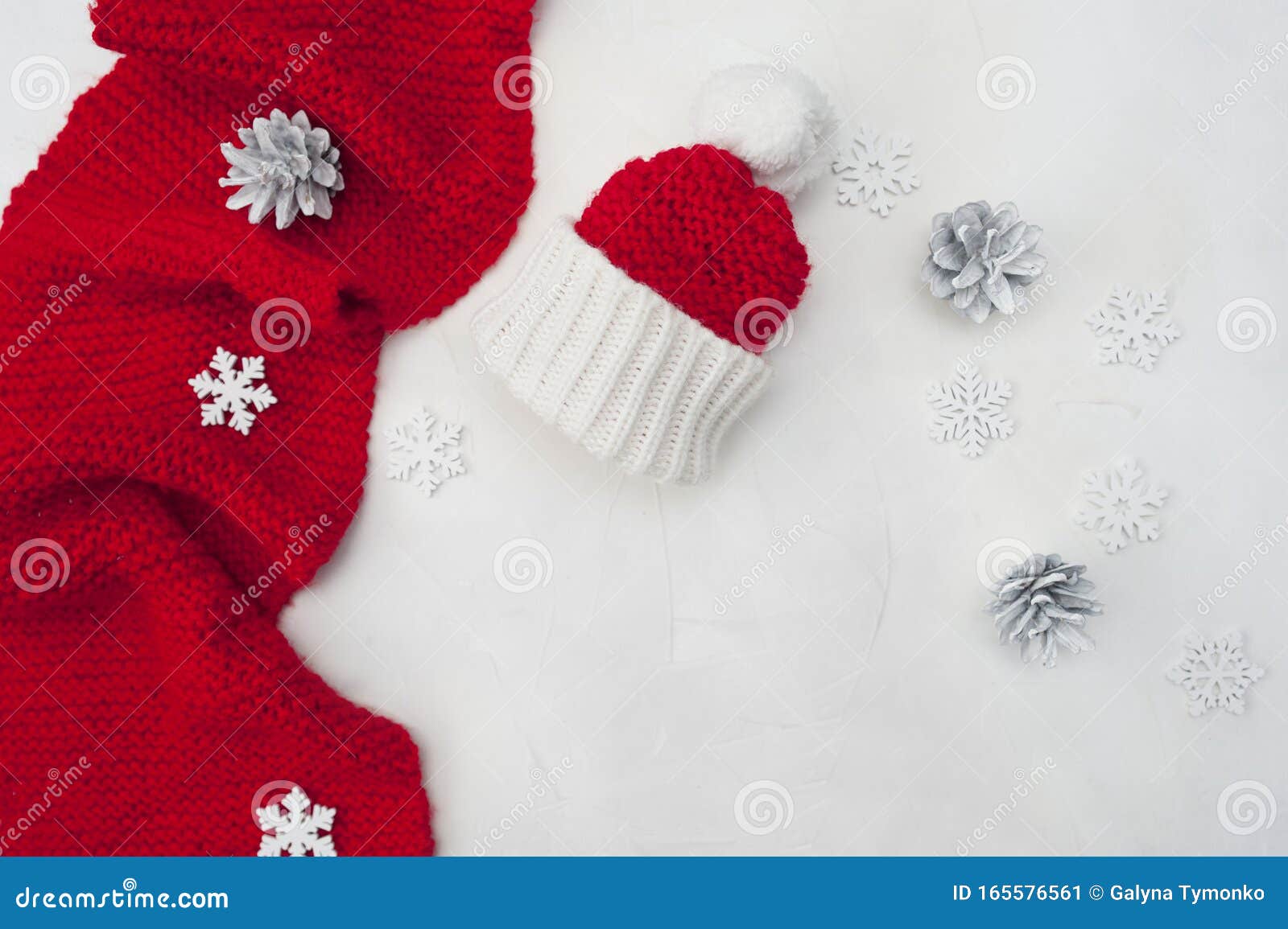 Download Christmas Mockup With Santa Red Scarf And Hat On Wooden ...