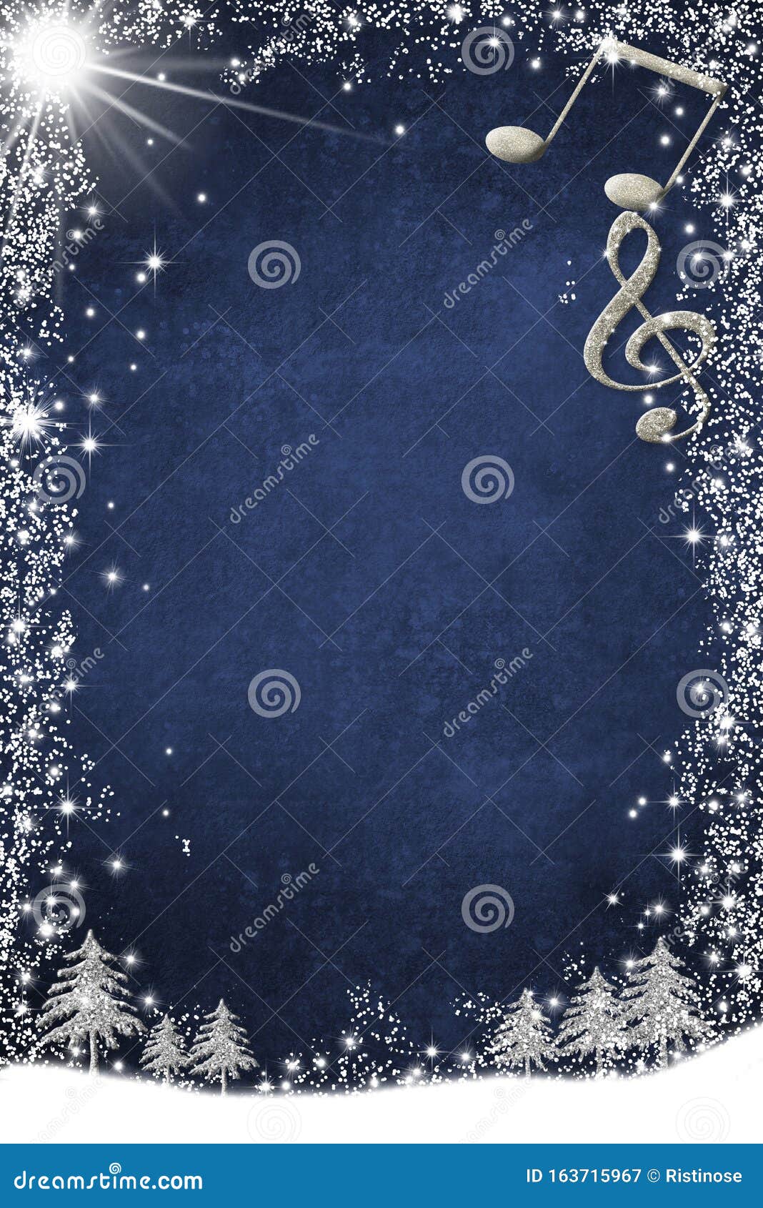 christmas musical card  with copy space. vertical image
