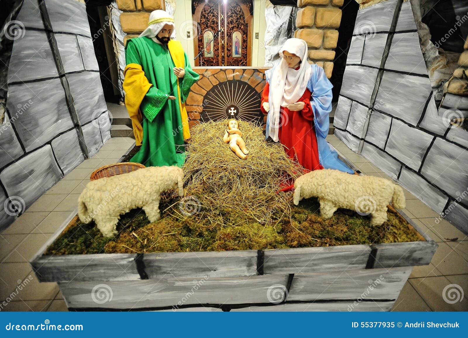 Christmas Nativity Crib Sets Stock Image Image of joseph, crib 55377935