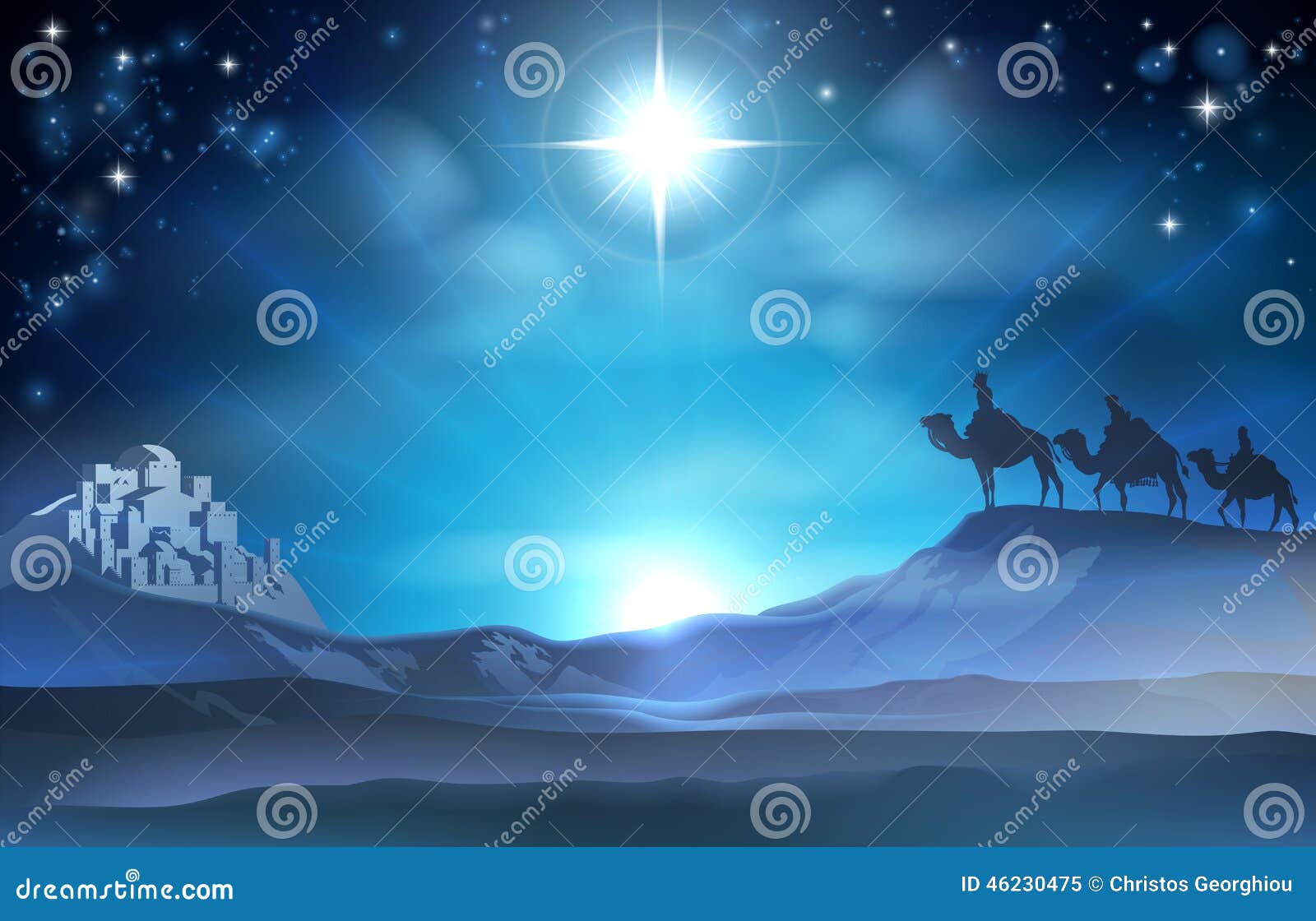 Christmas Nativity Star and Wise Men Stock Vector - Illustration of