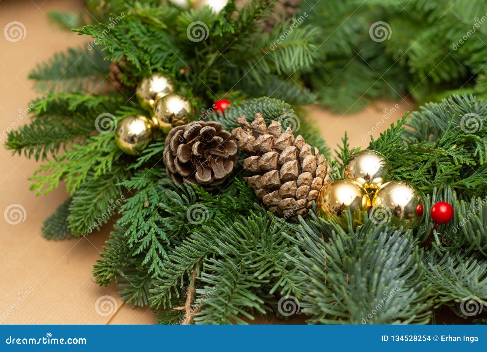Christmas Natural Wreath with Natural Decorations - Pinecones ...