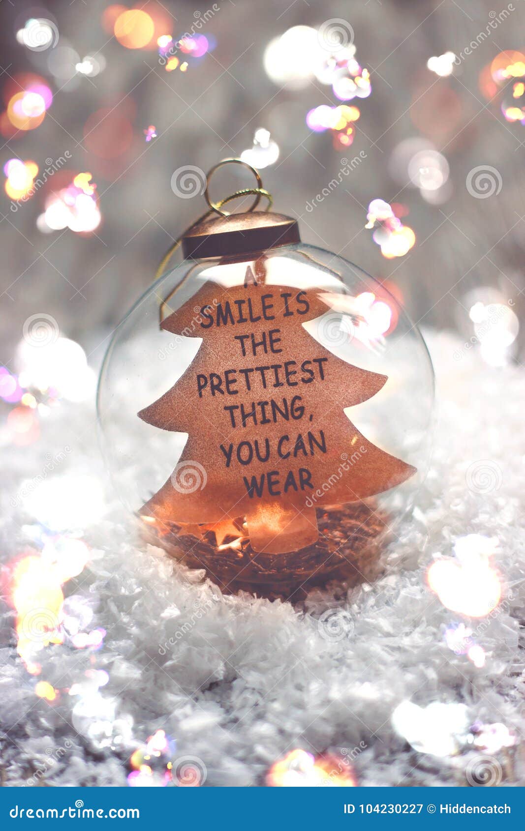 Christmas and New Year Background - Glass Ball with Quote `a Smile ...