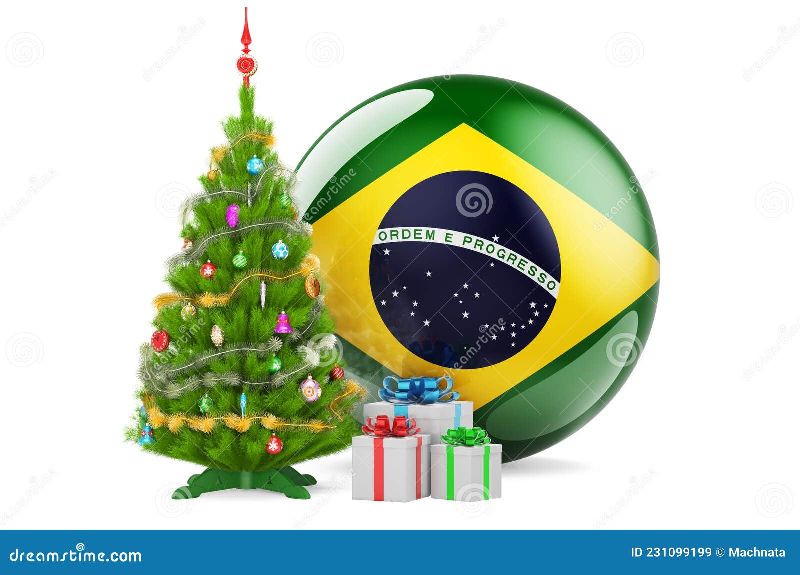 Christmas and New Year in Brazil, Concept. Christmas Tree and Gift ...