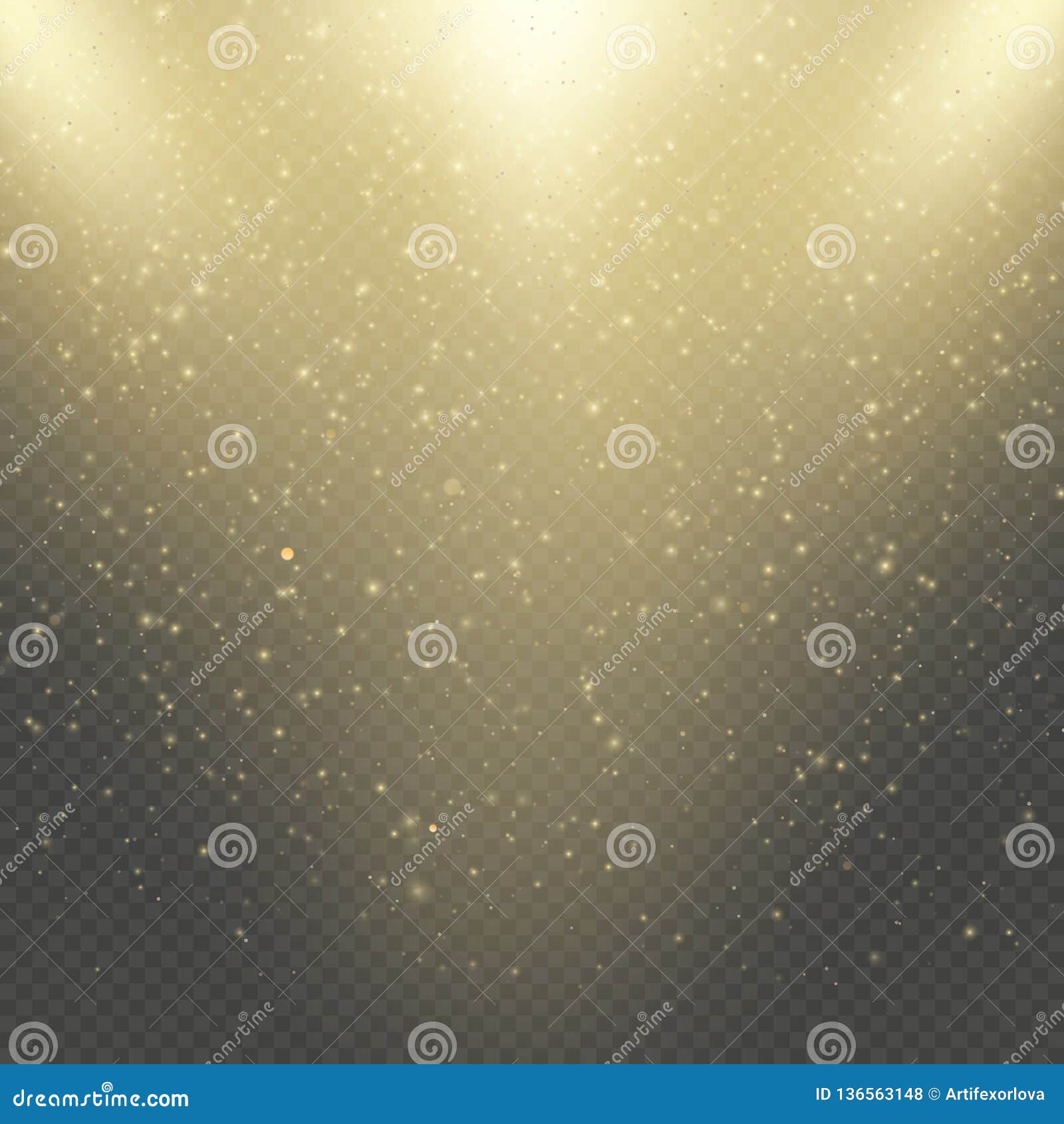 christmas or new year glowing sparkles rain. abstract gold glitter space nebula shine effect. golden dust overlay layer