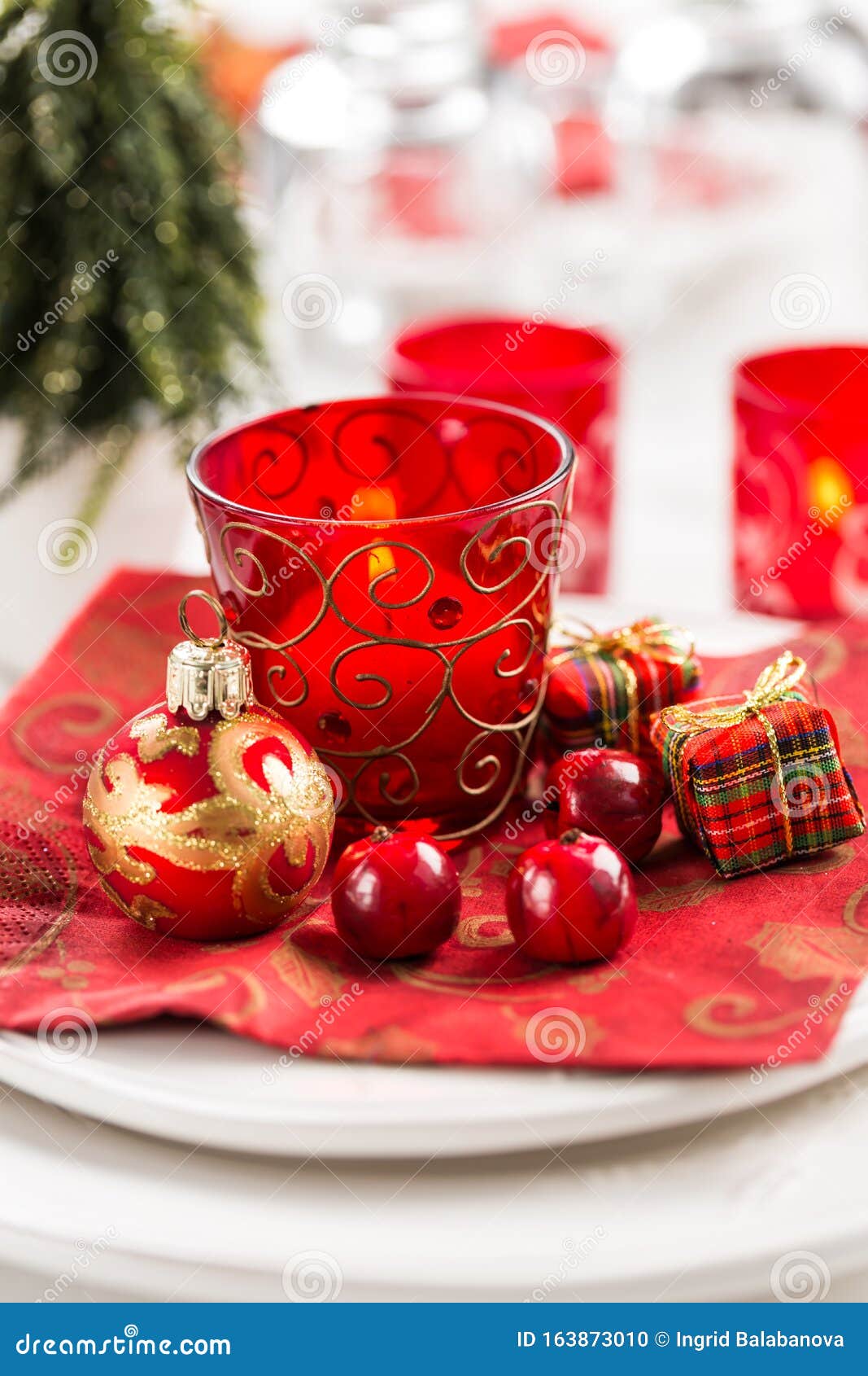 Christmas and New Year Holiday Table Setting. Place Setting for ...