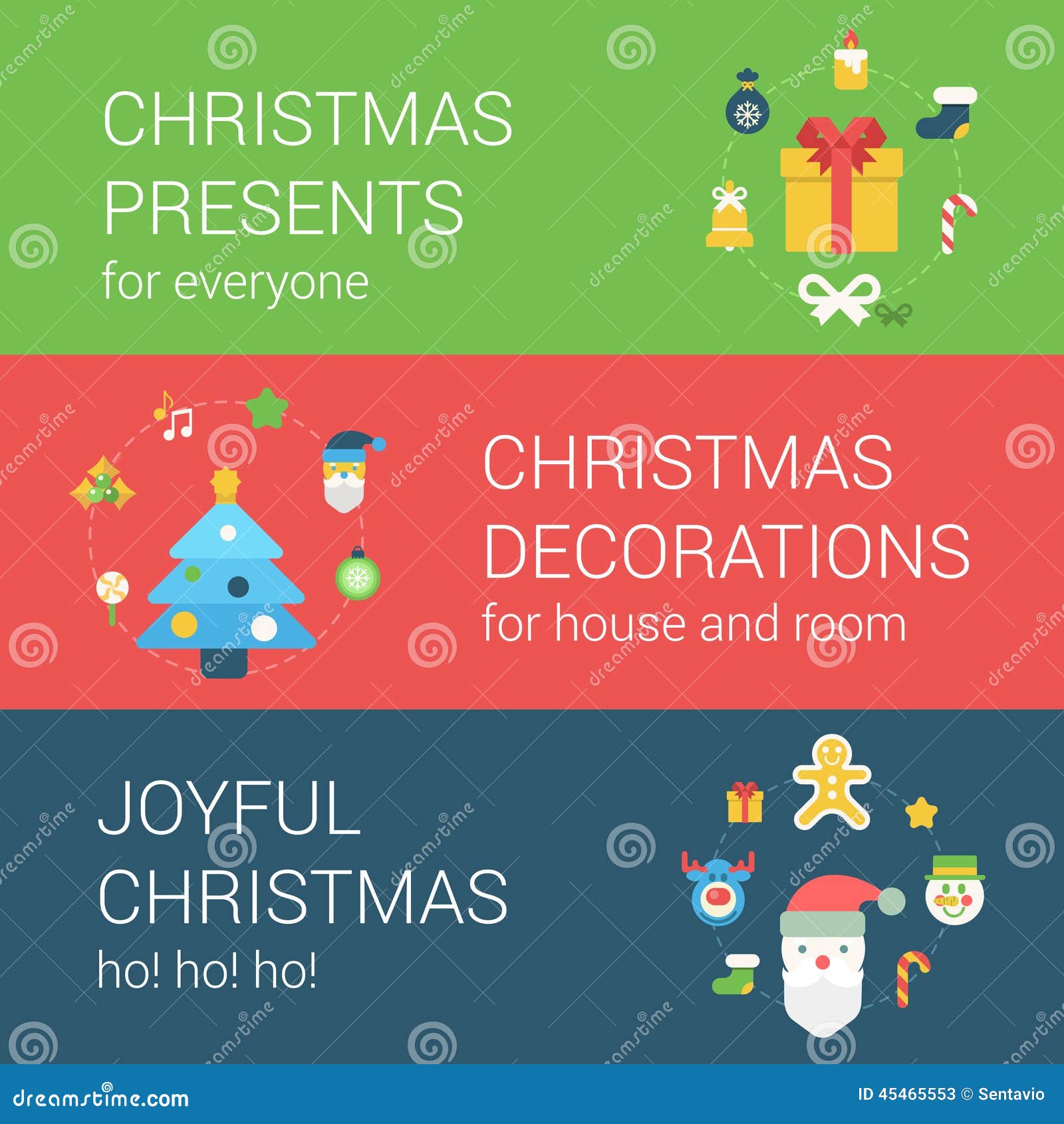  Christmas  New Year Holidays Flat Style Web  Icon Banner 