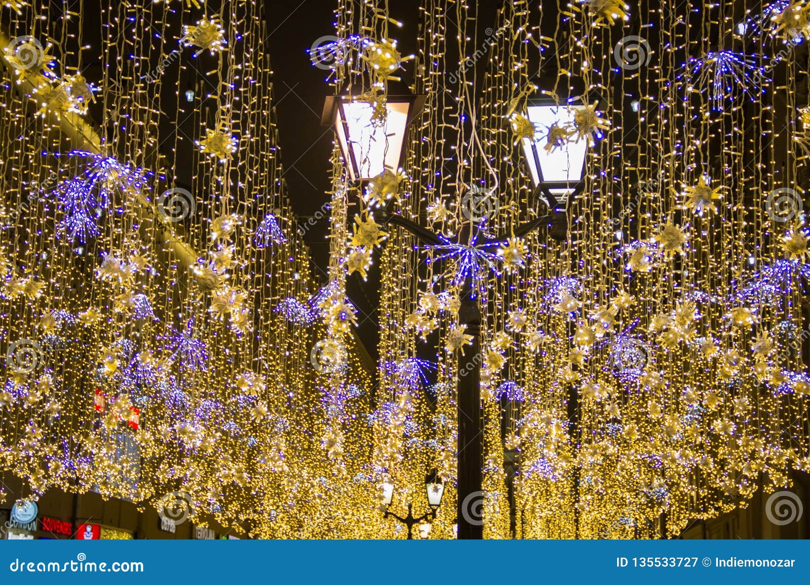 Christmas and New Year Holidays Illumination Outdoor in City Street at ...