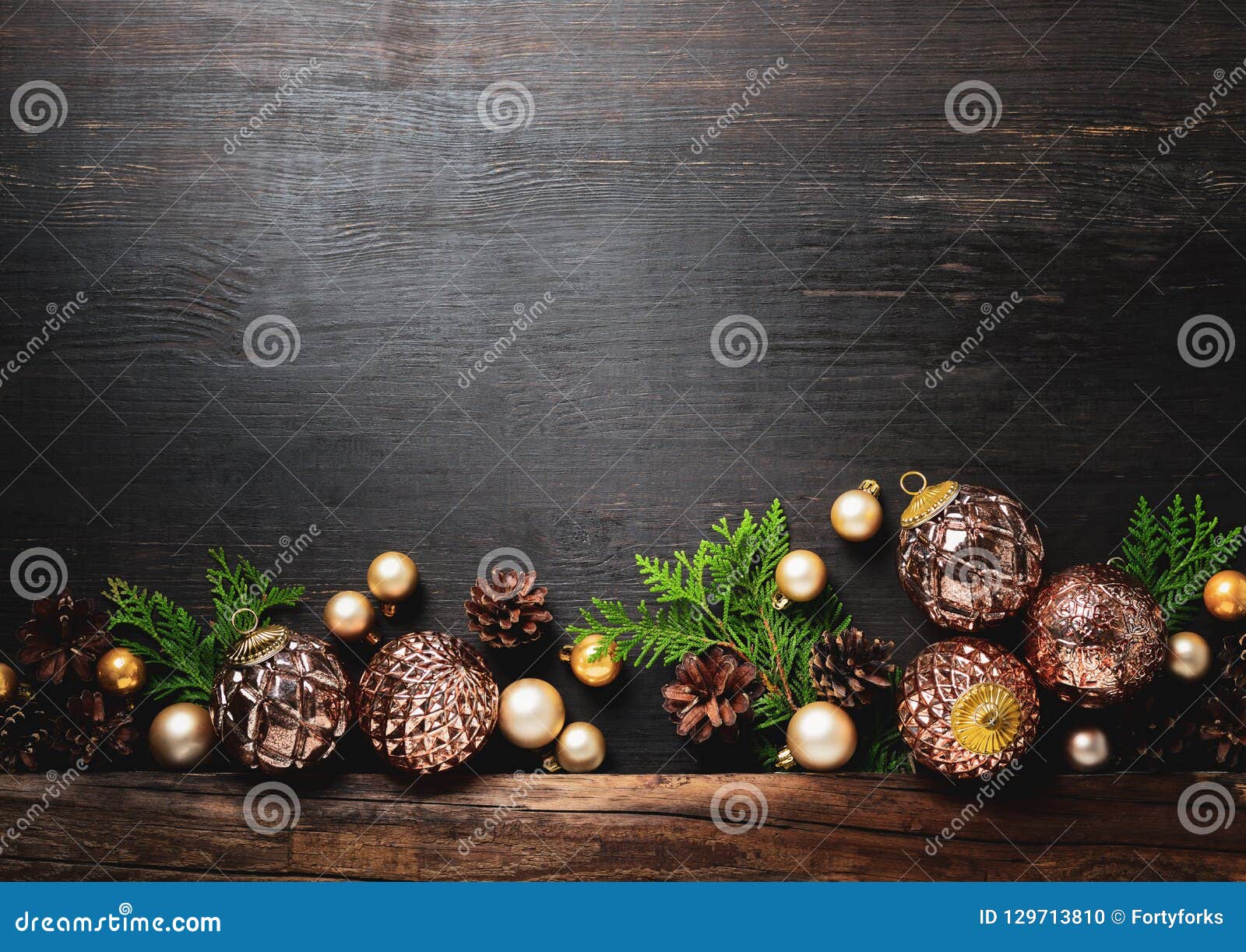 Christmas or New Year Moody Rustic Background Stock Photo - Image of blank,  copy: 129713810