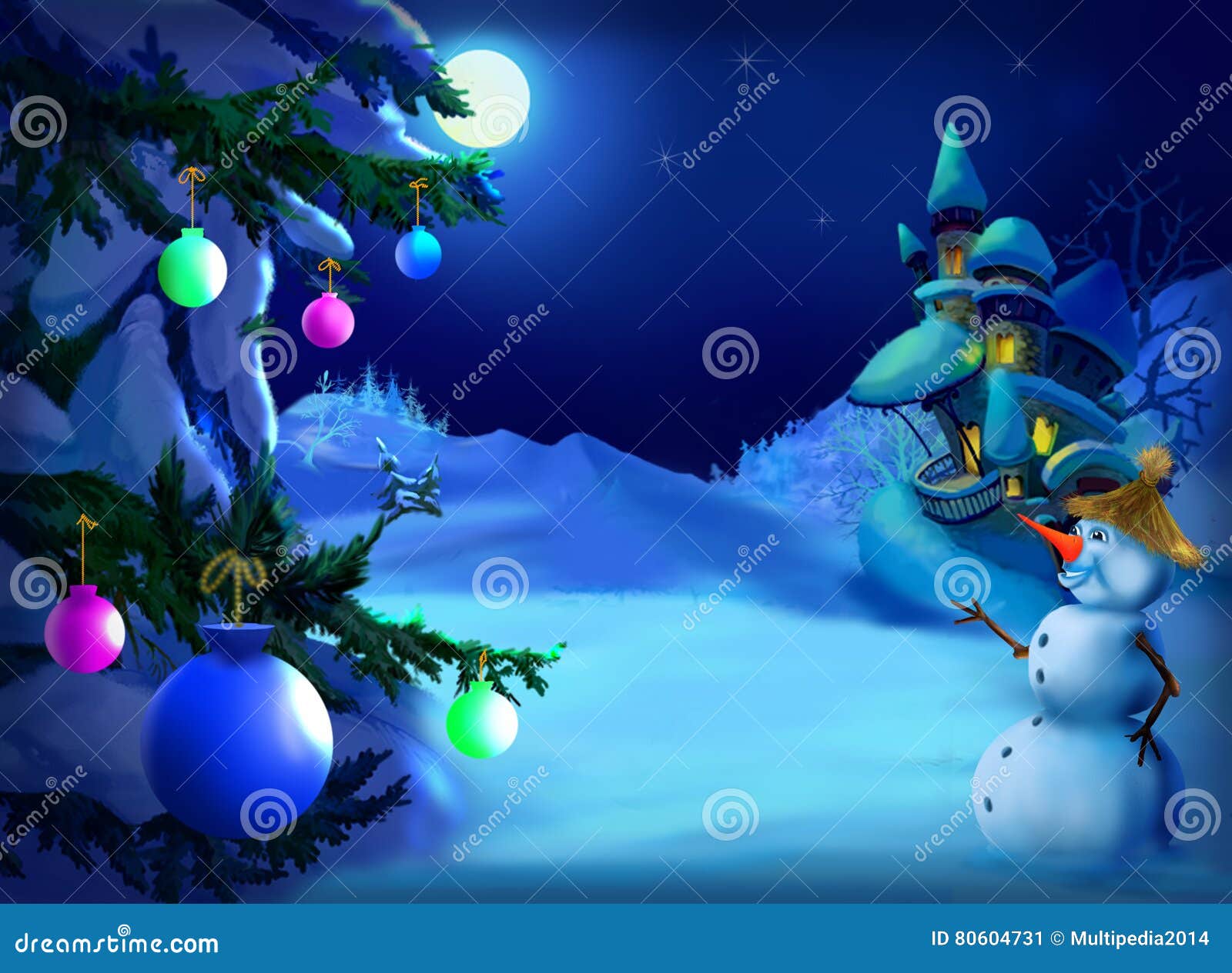Christmas & New Year Postcard Stock Illustration - Illustration of