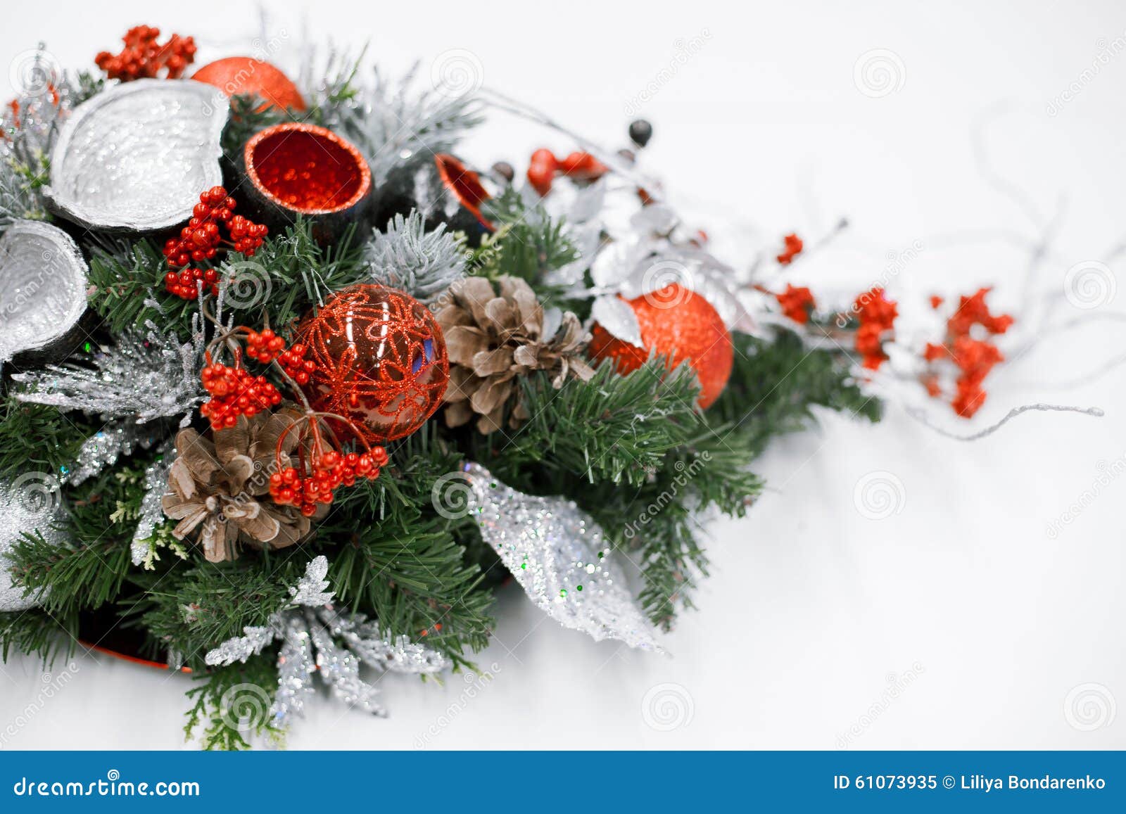 Christmas and New Year S Flowers Composition. Stock Image - Image of ...