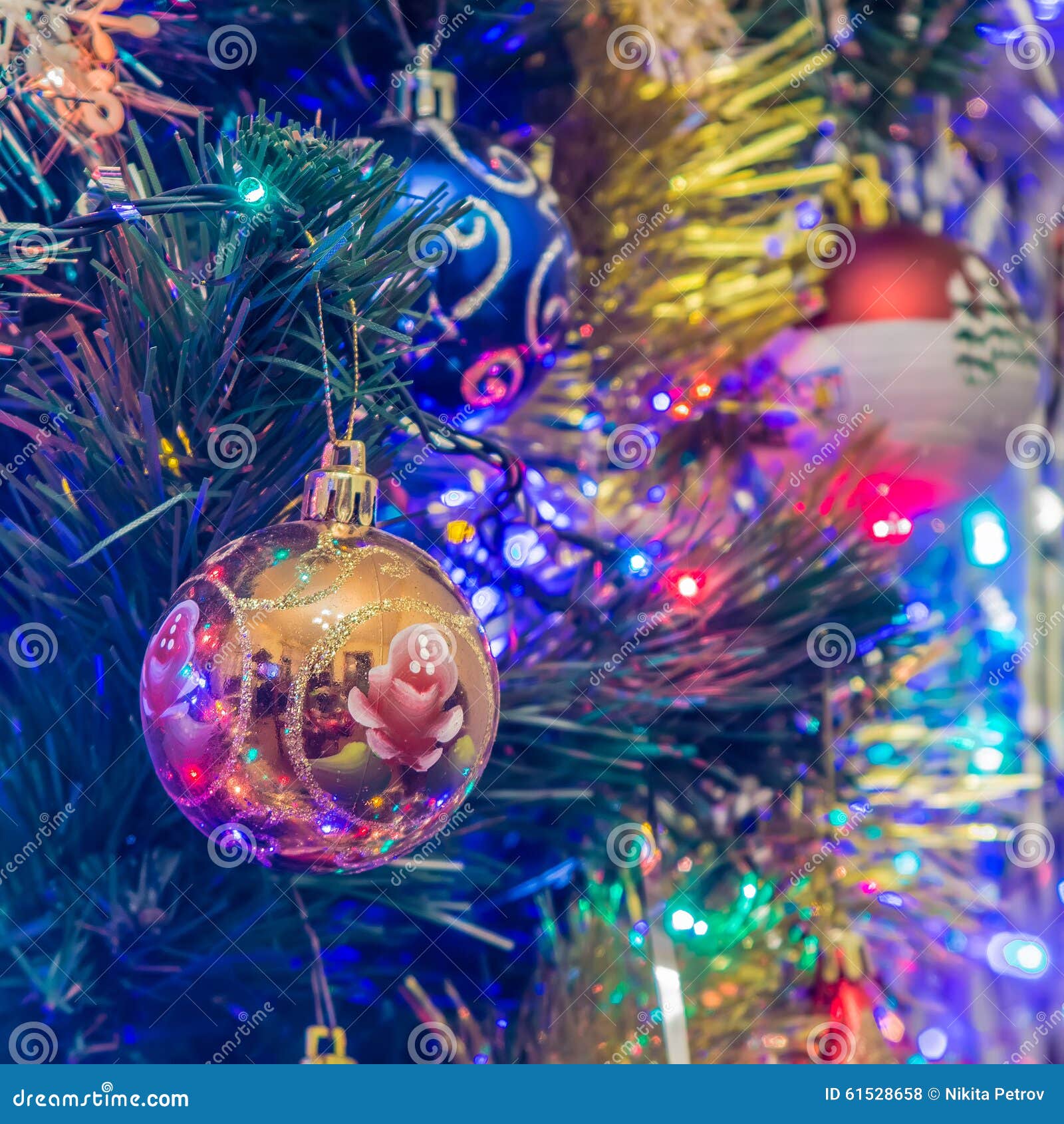 Christmas New Year S Toys on a Blurred Background of Christmas T Stock ...