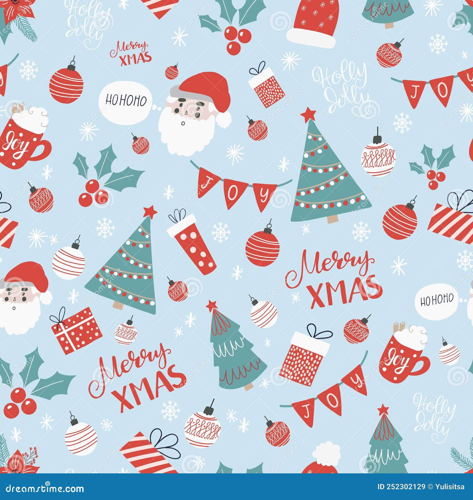 Christmas and New Year Seamless Pattern Made with Various Elements ...