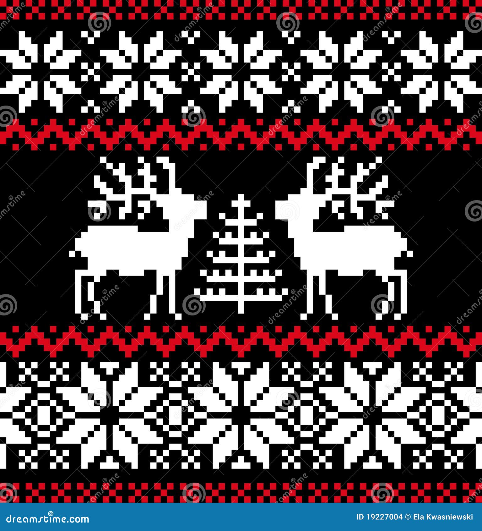 Christmas Nordic Pattern On Black Stock Images - Image 