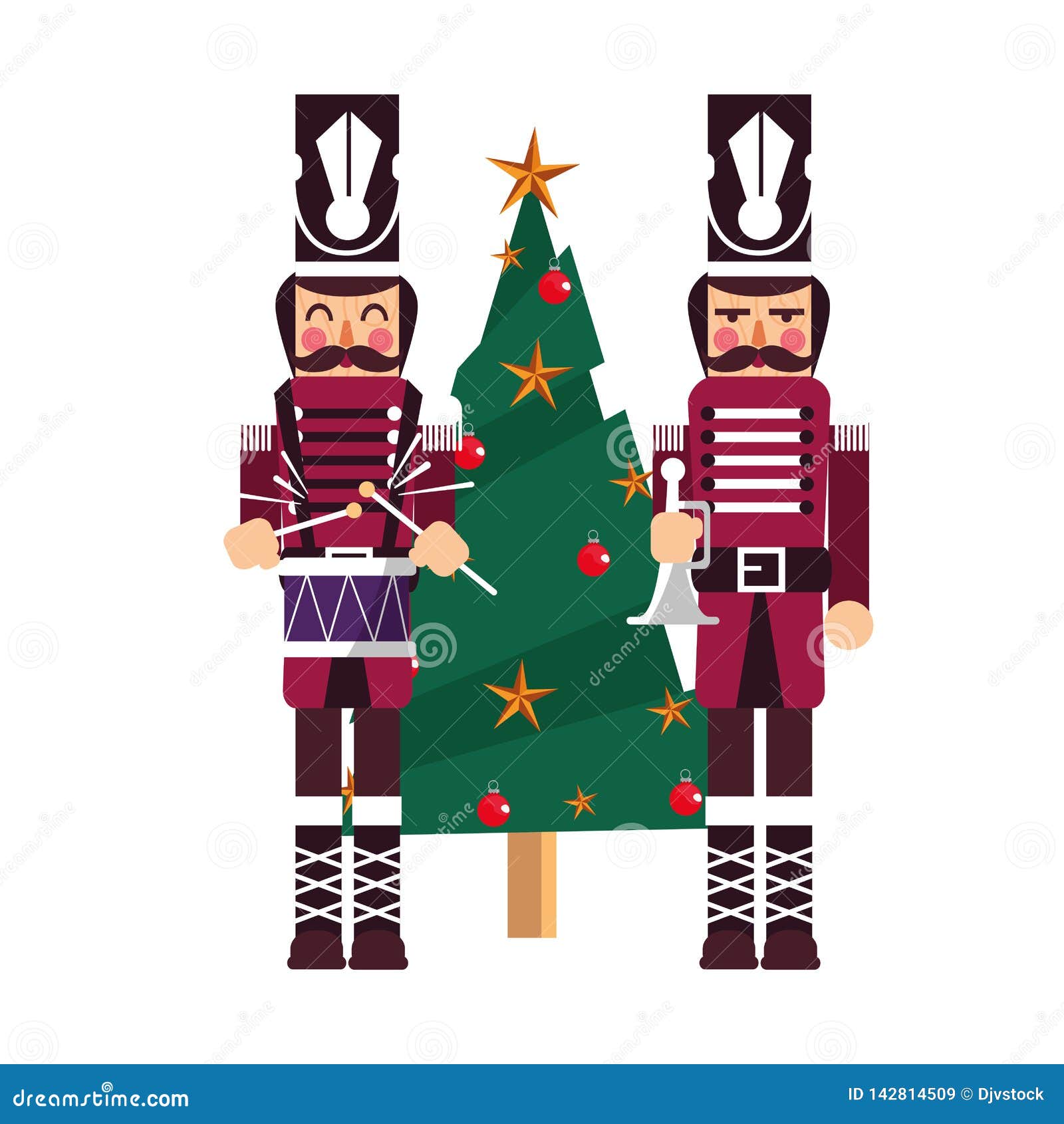 Christmas Nutcracker Toys and Tree Stock Vector Illustration of