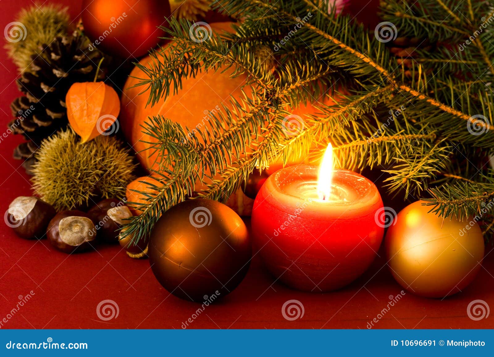 Christmas Ornament with Candle,balls Stock Image Image of round, fire