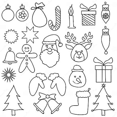 Christmas Ornament Drawing Set Black White Stock Illustration ...