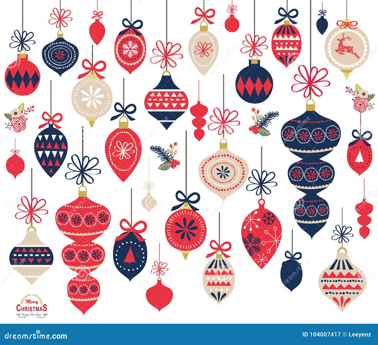 Vintage PNG Christmas ornaments cliparts Holiday printable scrapbook elements.