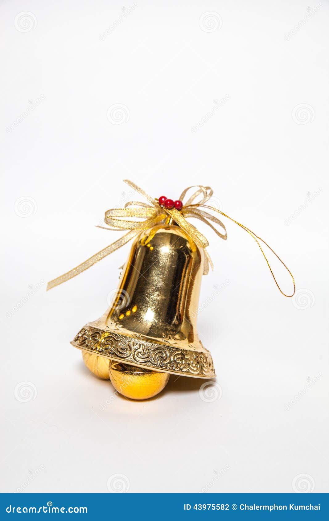 Christmas Ornament Golden Bell Stock Photo - Image of claus, bright