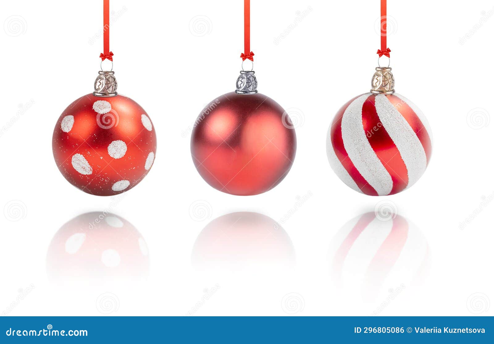 Christmas Ornament Three Red Isolated Stock Photo Image of design