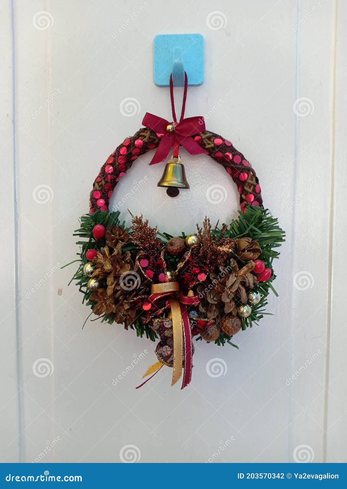 Christmas Ornaments with Bell Hanging on the Wall Stock Photo - Image ...