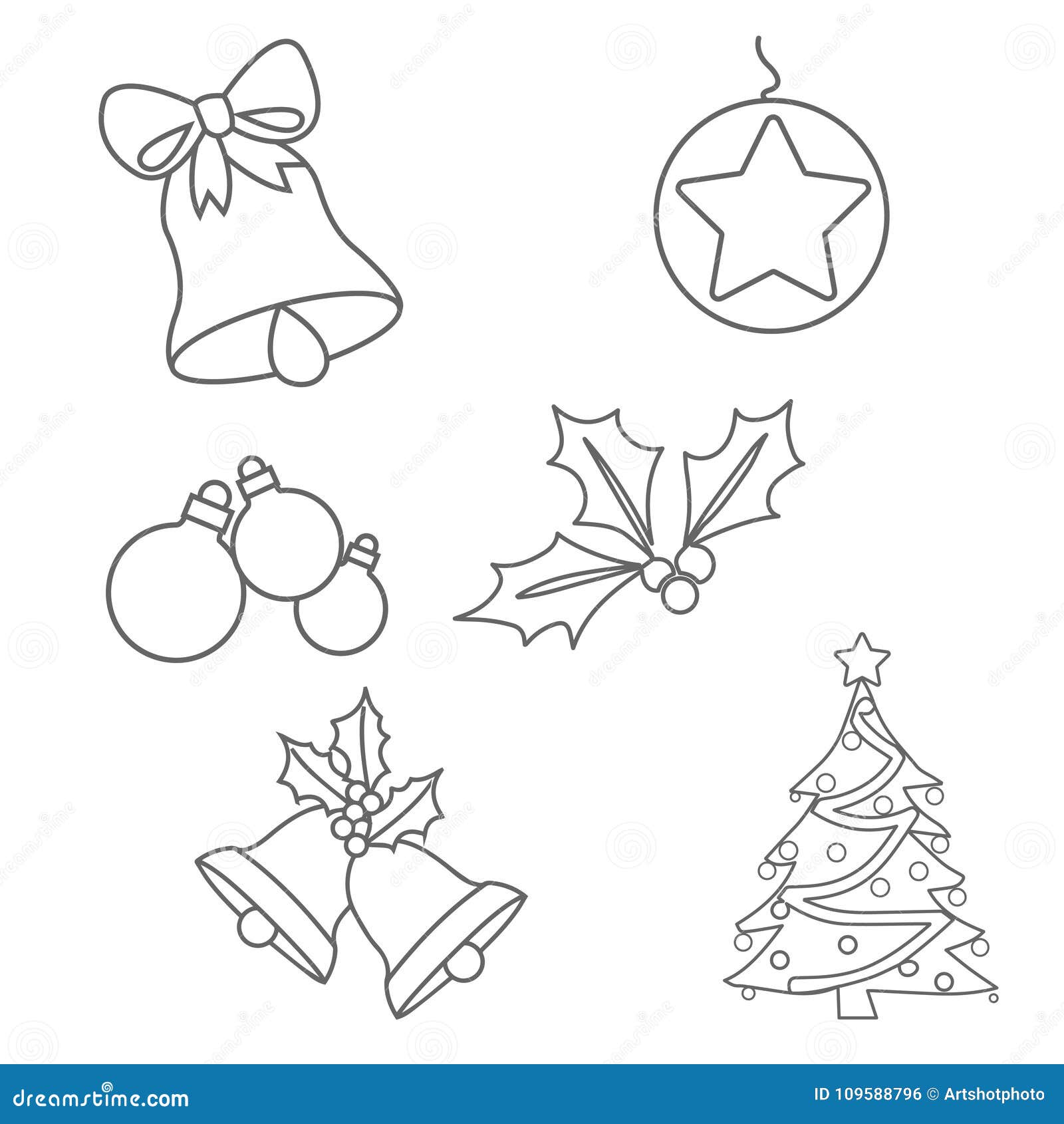 Download Christmas Ornaments Colouring Pages Stock Illustration - Illustration of doodle, cute: 109588796