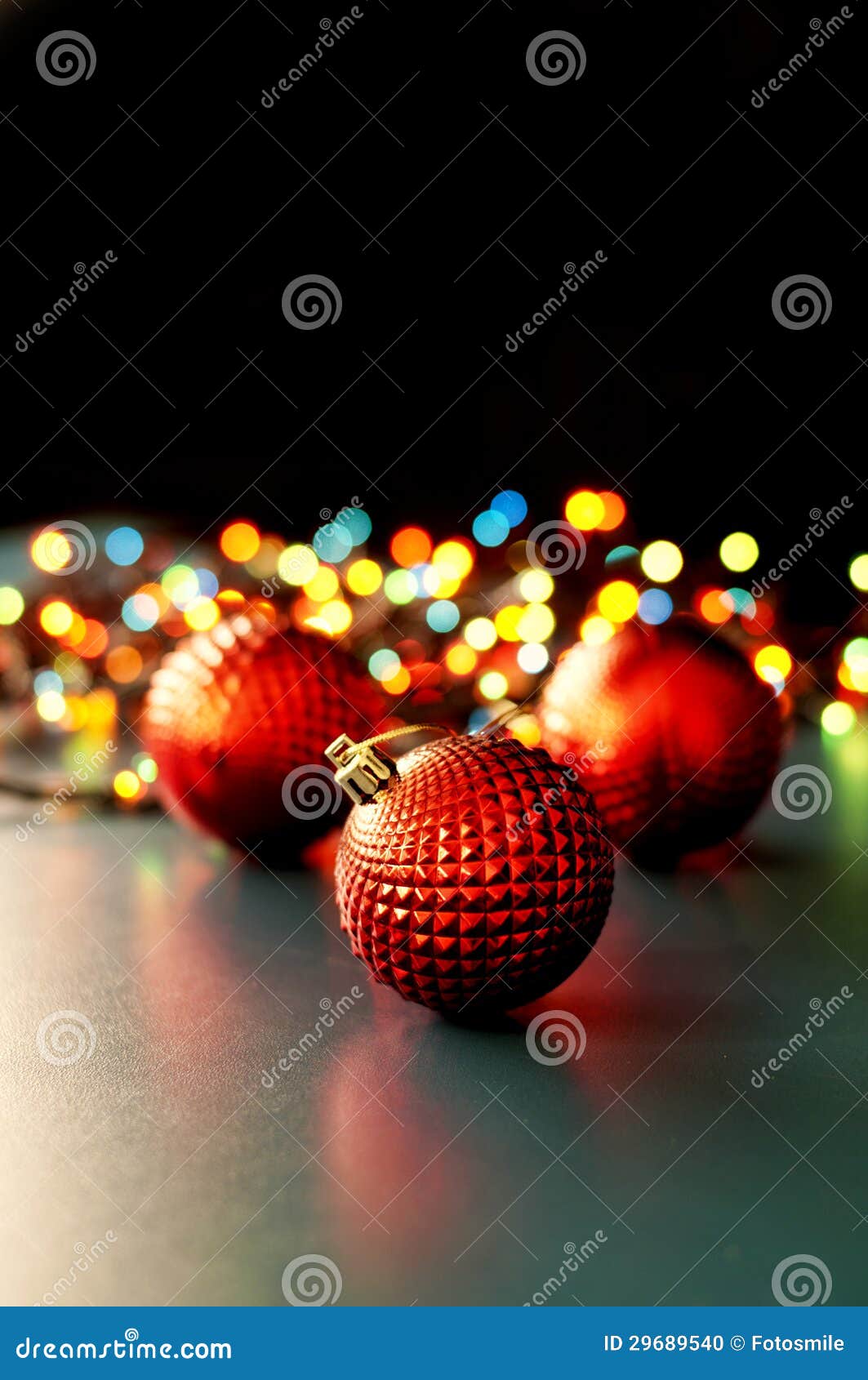 Christmas Ornaments and Lights Stock Photo - Image of round, greeting ...
