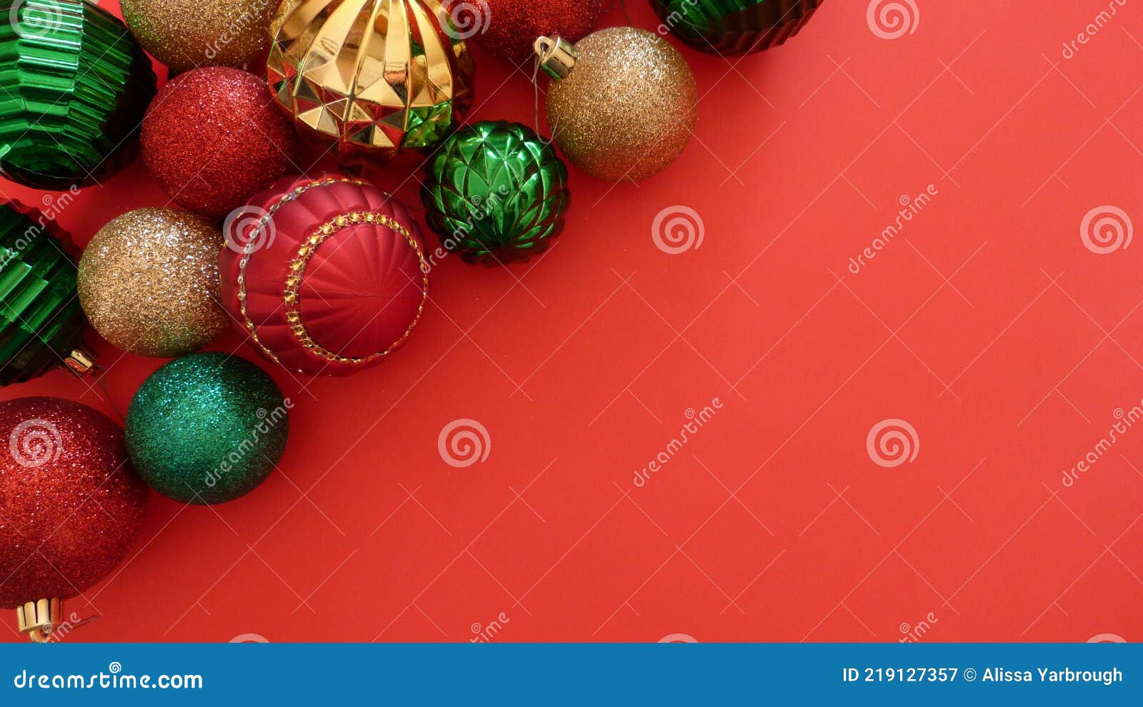 Christmas Ornaments on a Red Background Stock Image - Image of ...