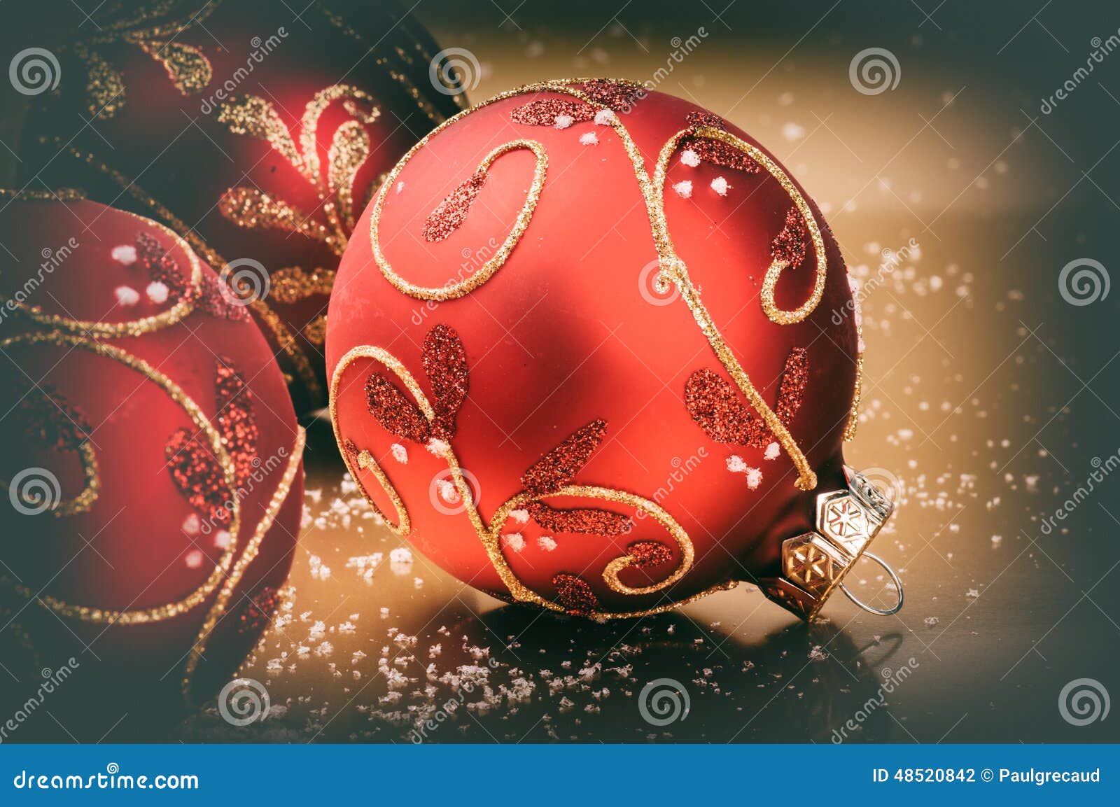 Christmas Ornaments in Red Tone Stock Photo - Image of christmas, glow ...