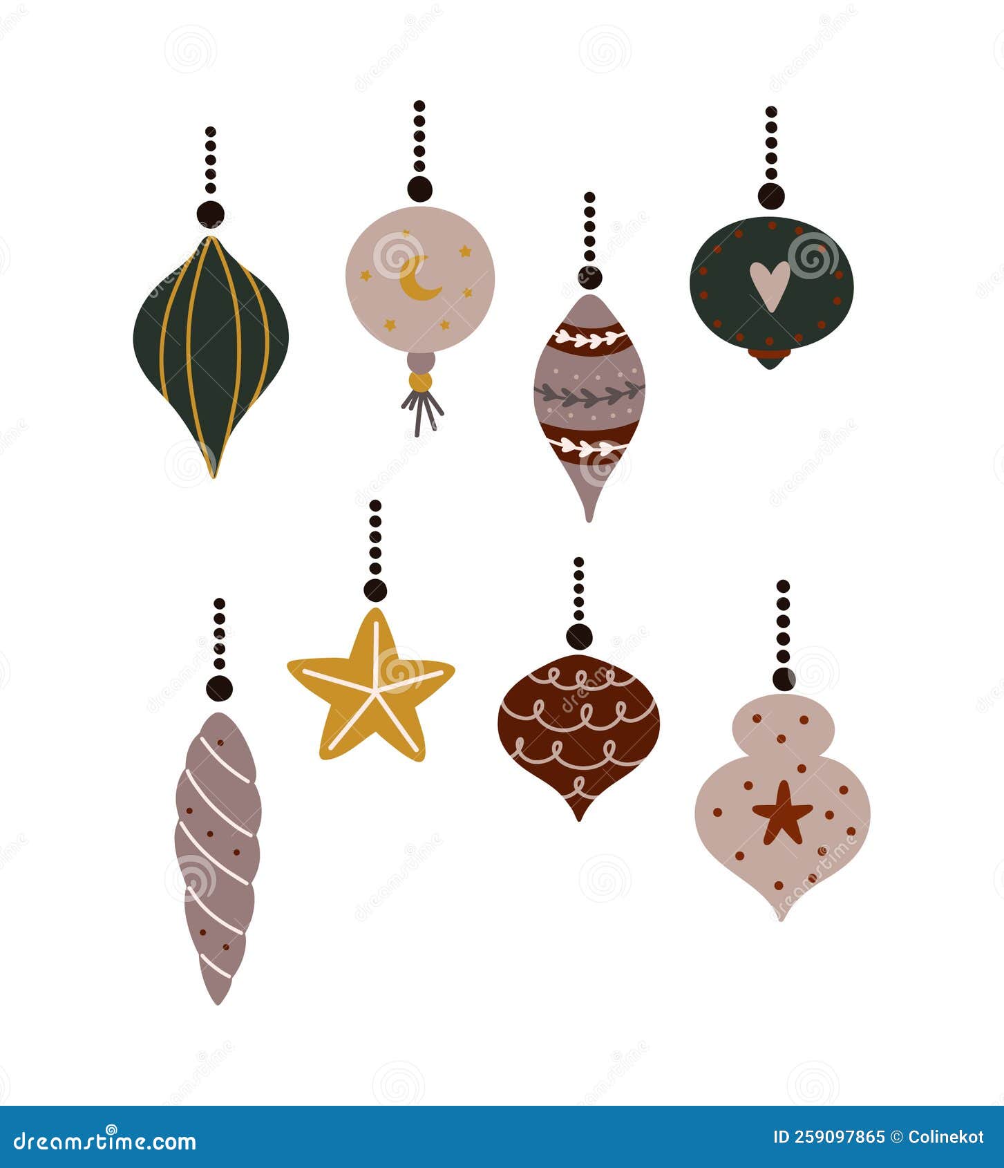 Christmas ornaments set stock vector. Illustration of garland 259097865
