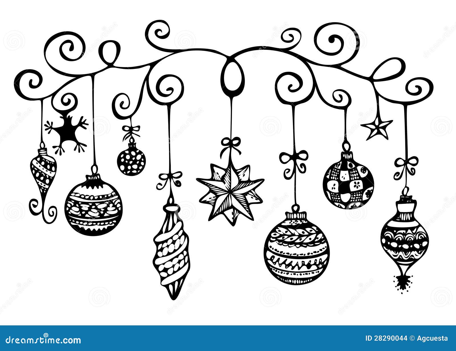 christmas ornament clipart free black and white