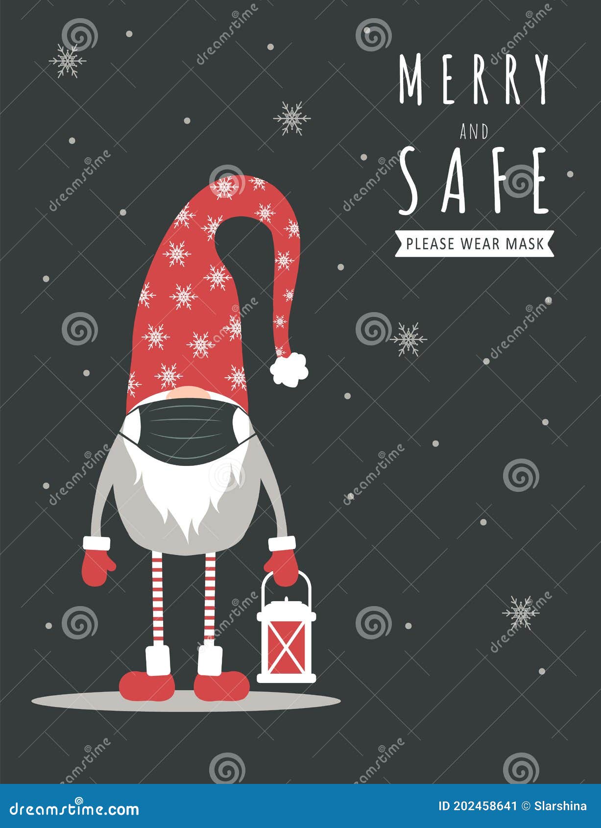 Download Christmas Pandemic. Cute Gnome In Medical Face Mask. Stock ...