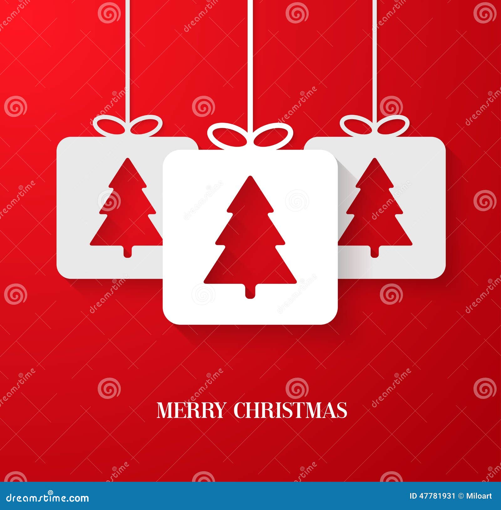 Christmas Paper Card with Hanging Toy. Stock Vector - Illustration of ...