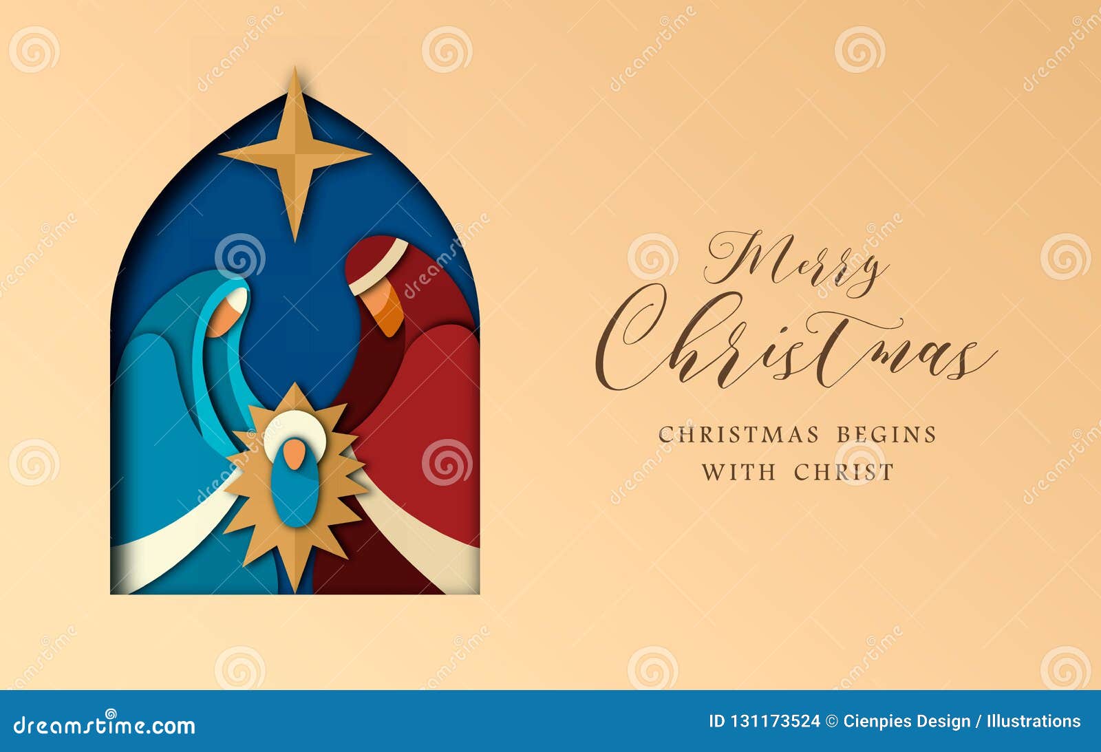 christmas paper cut card of jesus and holy family