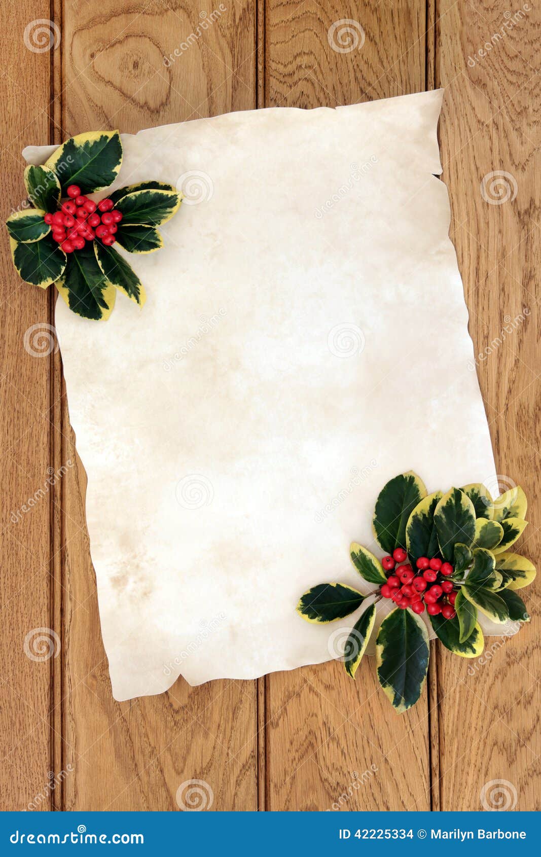 https://thumbs.dreamstime.com/z/christmas-parchment-letter-blank-variegated-holly-over-oak-wood-background-42225334.jpg