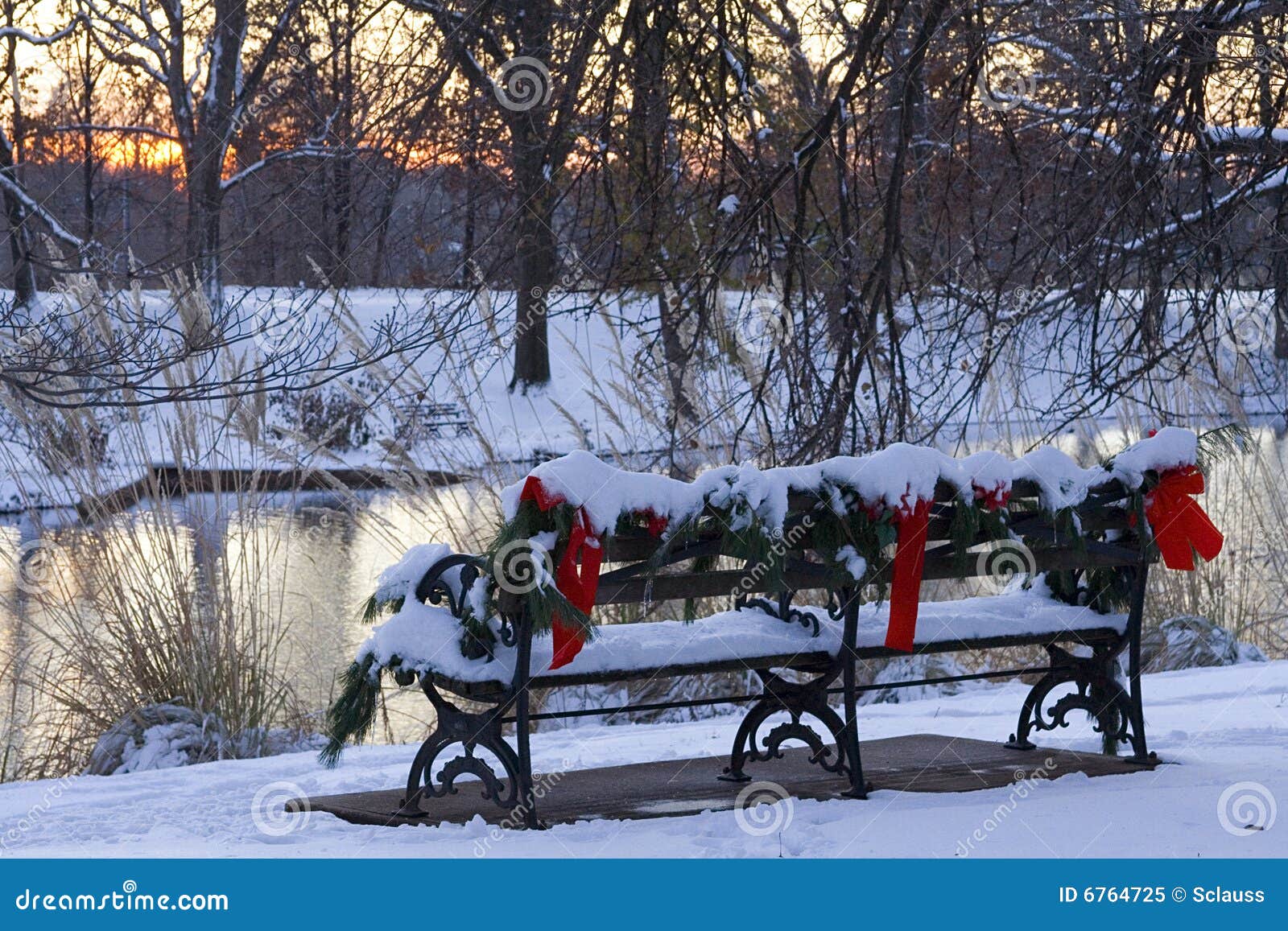 Christmas Park Bench Royalty Free Stock Photo Image 6764725