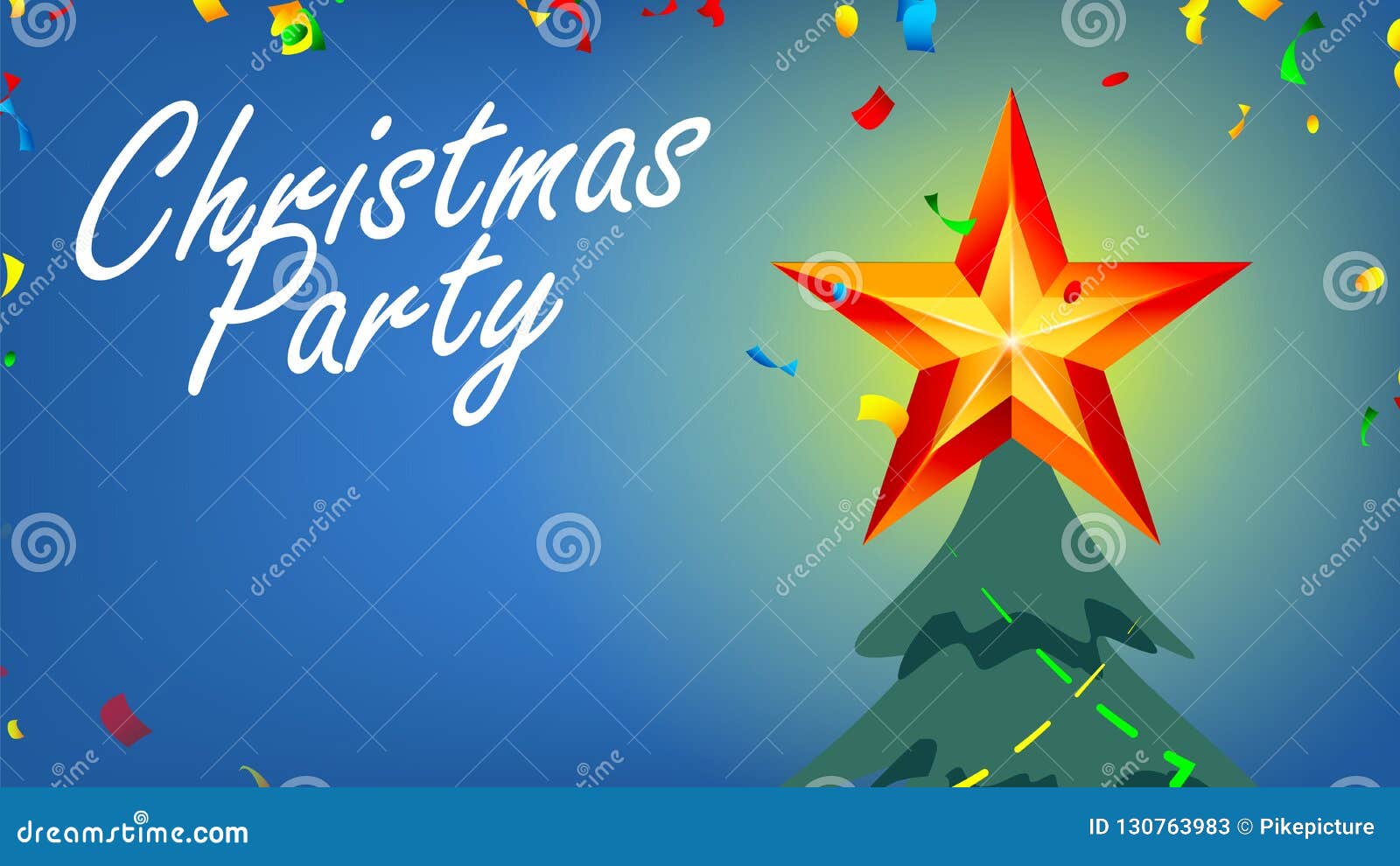Download Christmas Party Banner With Shining Star And Confetti In ...