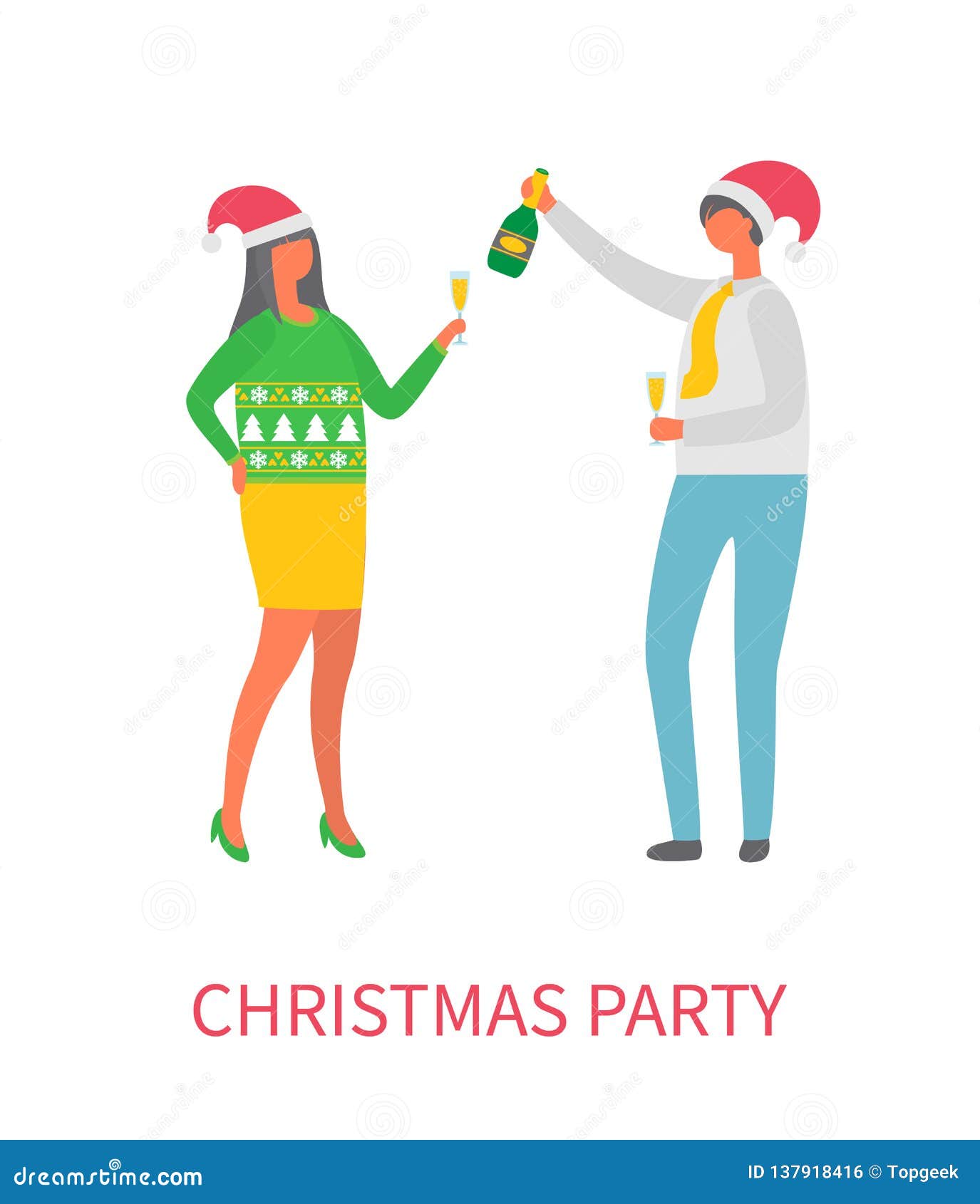 Download Christmas Party, Couple Drinking Alcohol Champagne Stock ...