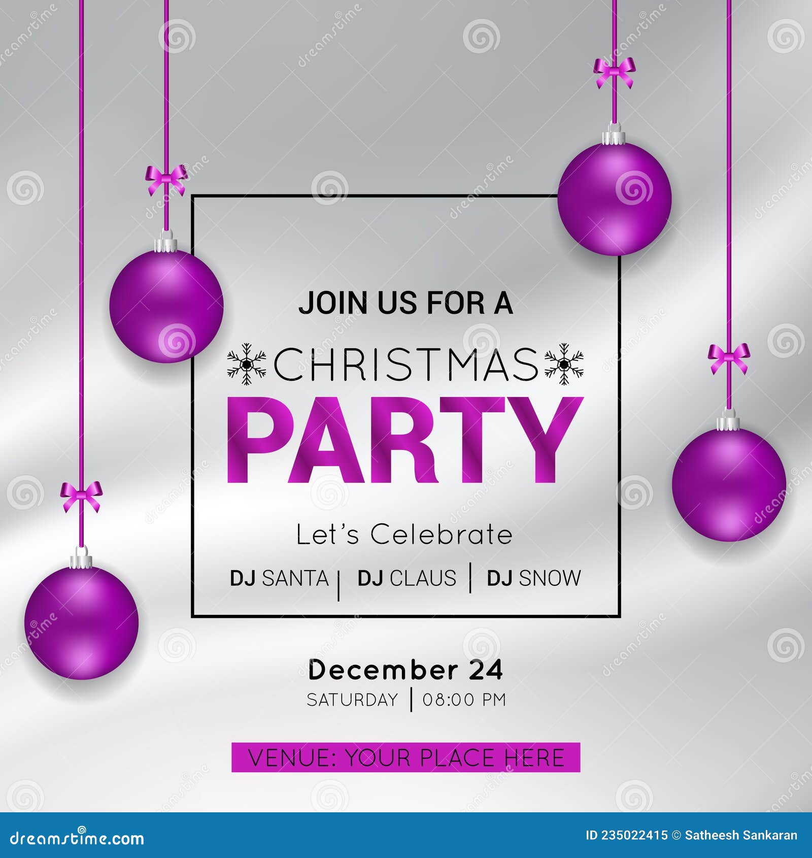 Christmas Party Event Invitation Template Vector Illustration Stock