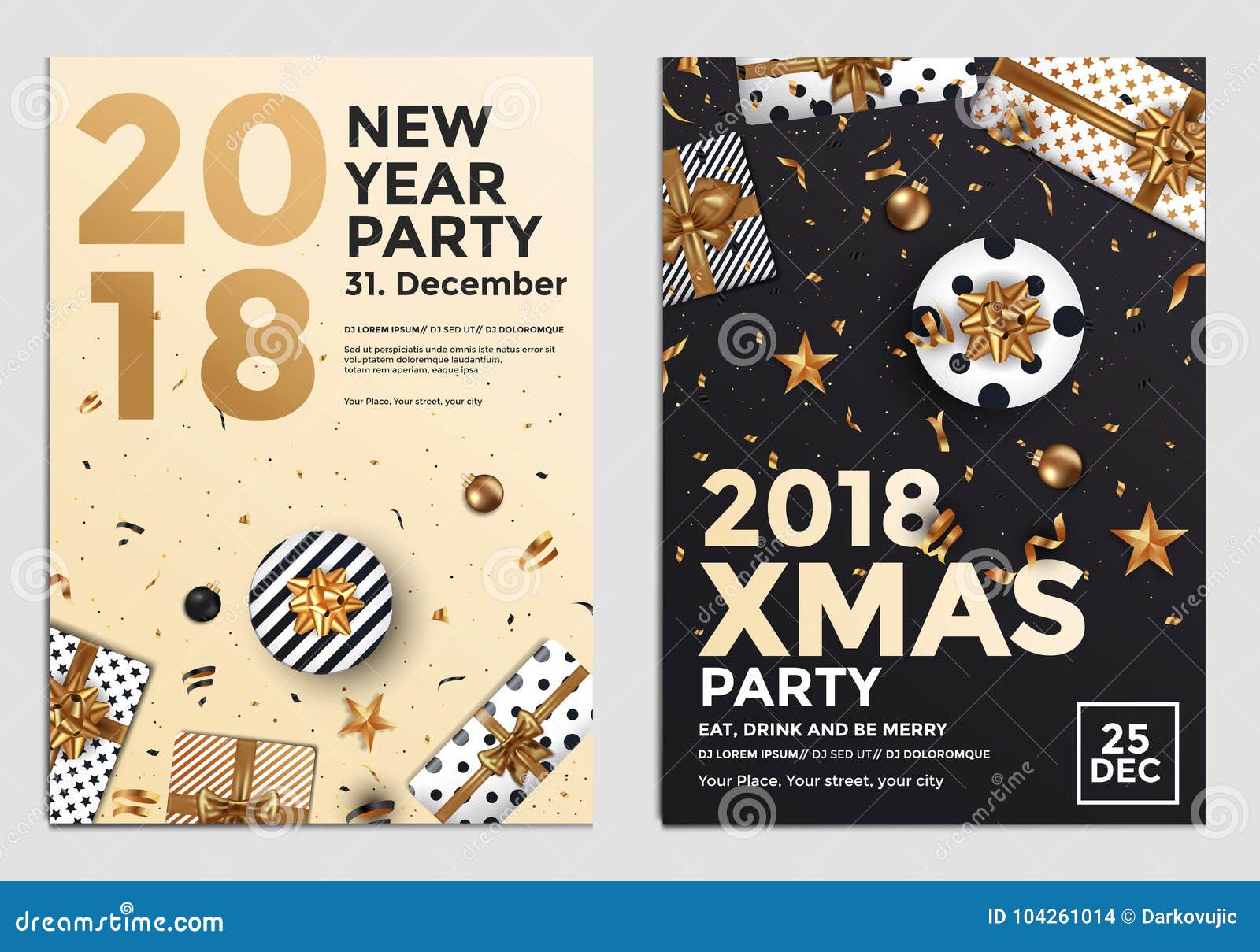 Christmas Party Flyer Design Golden Design 4 Stock Vector Illustration Of Holiday December
