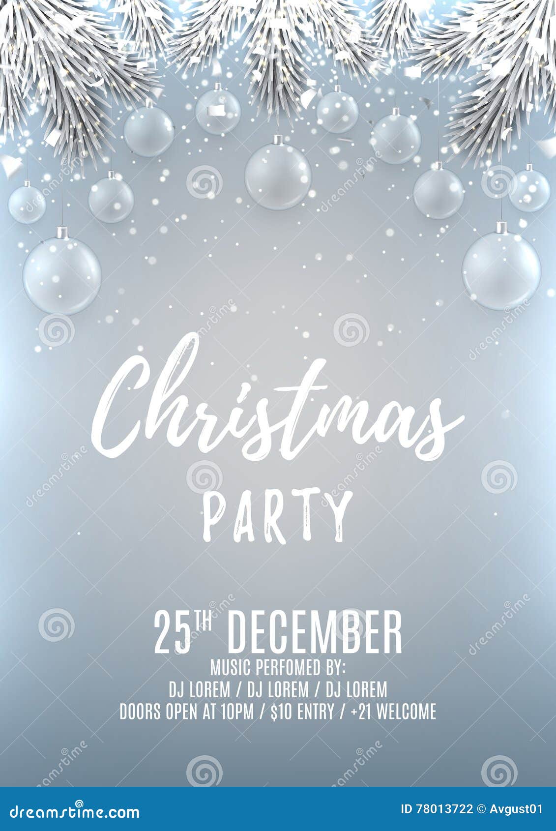 Christmas Party Flyer Template Stock Vector - Illustration of pine ...