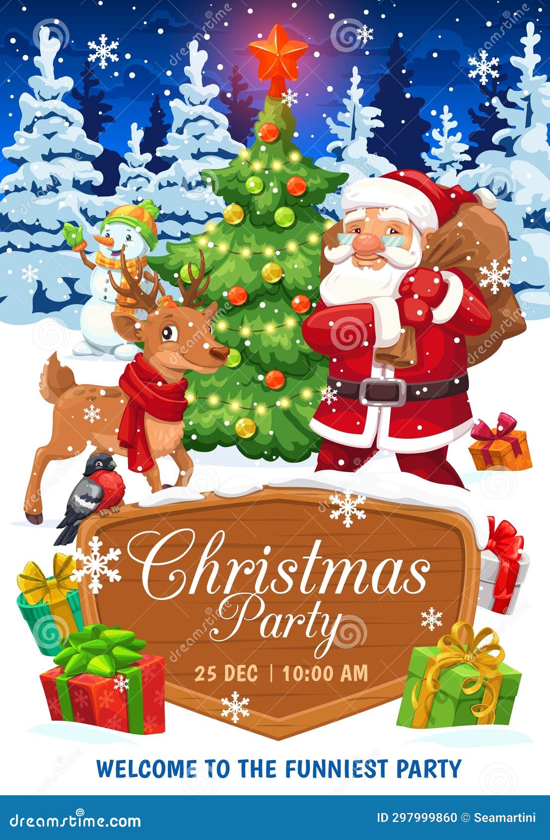 Christmas Party Flyer, Vector Invitation Poster Stock Illustration ...