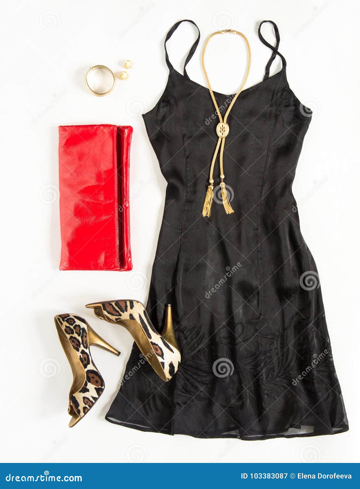 black dress with leopard shoes