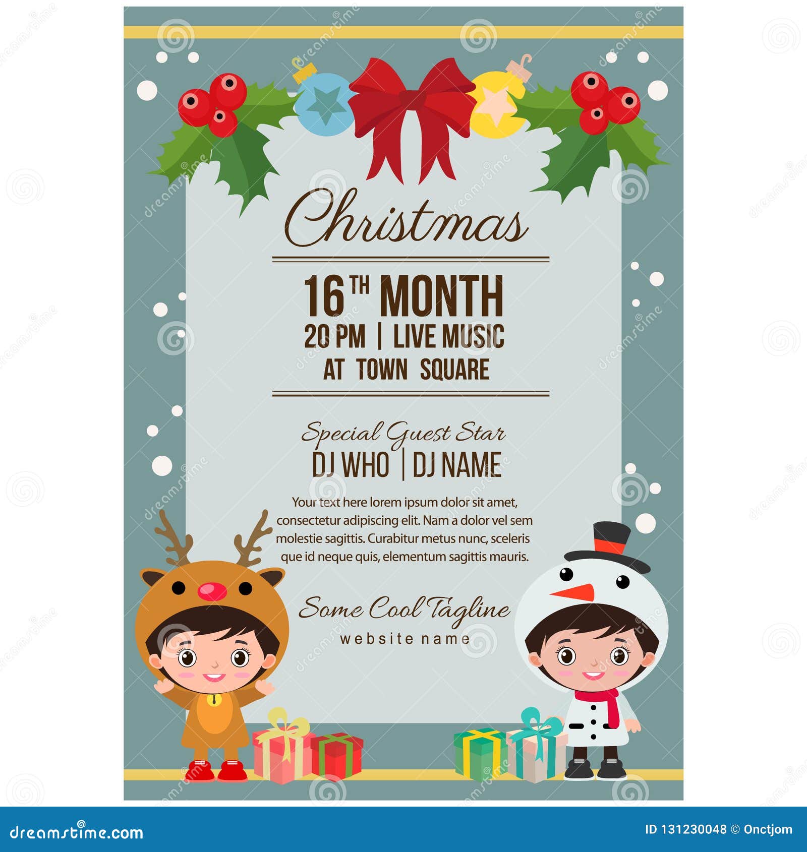 cute christmas party poster costume kids reindeer snowman template simple reindeer template