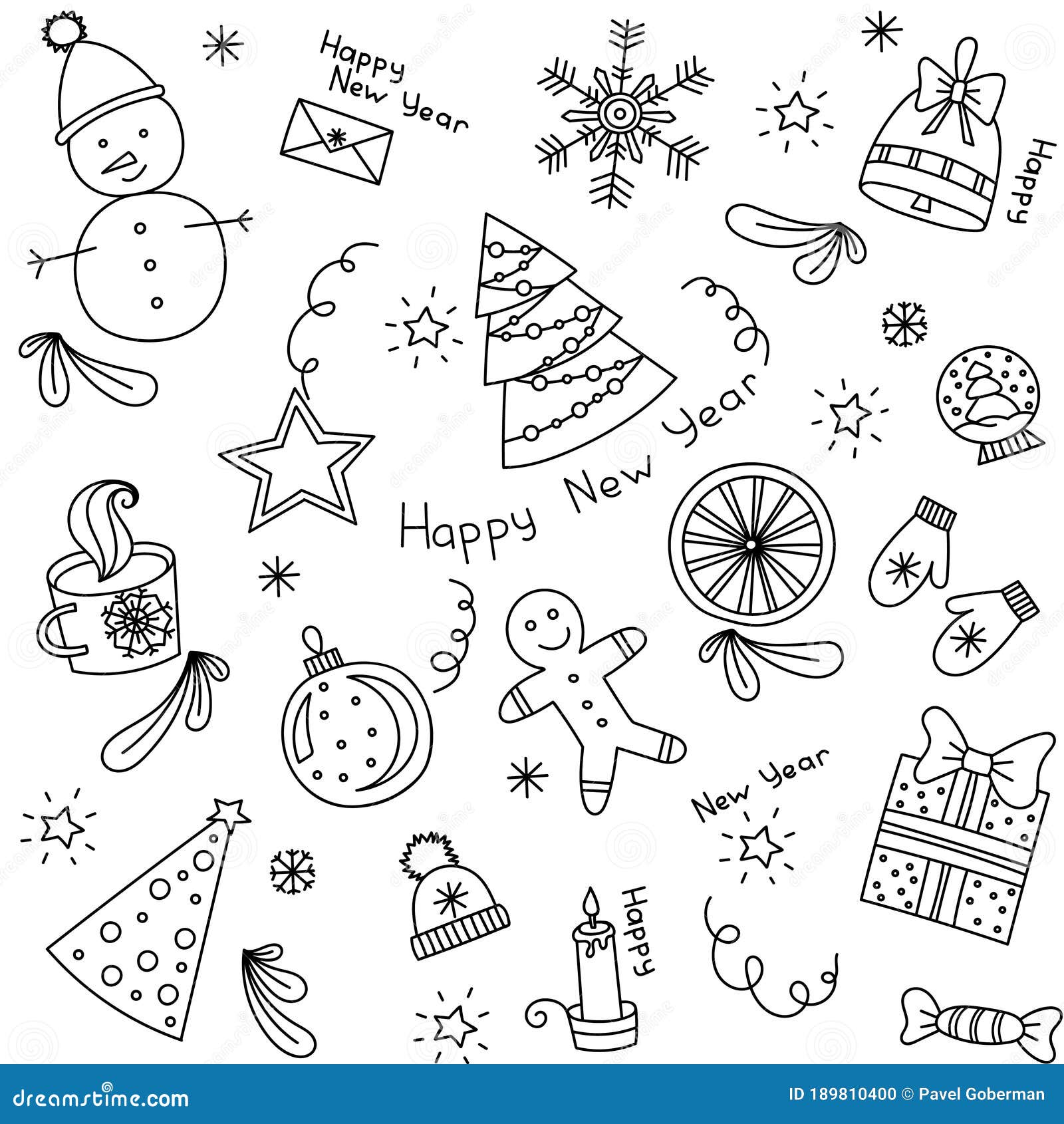 Christmas Pattern, Seamless Christmas Doodles, Vector Design for Winter ...