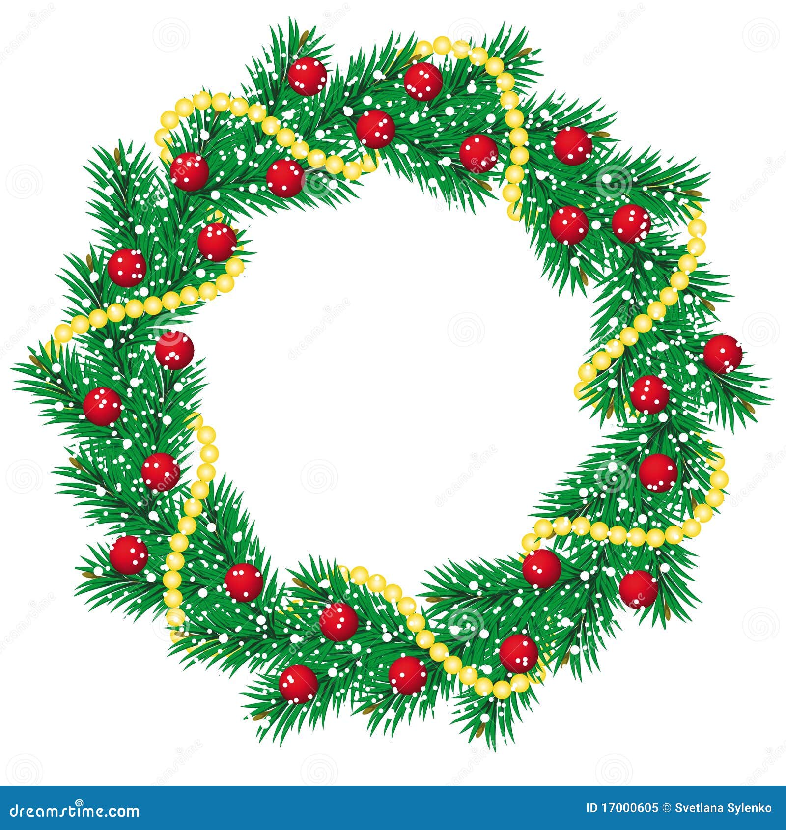 Christmas pine garland stock vector. Illustration of pearls 17000605