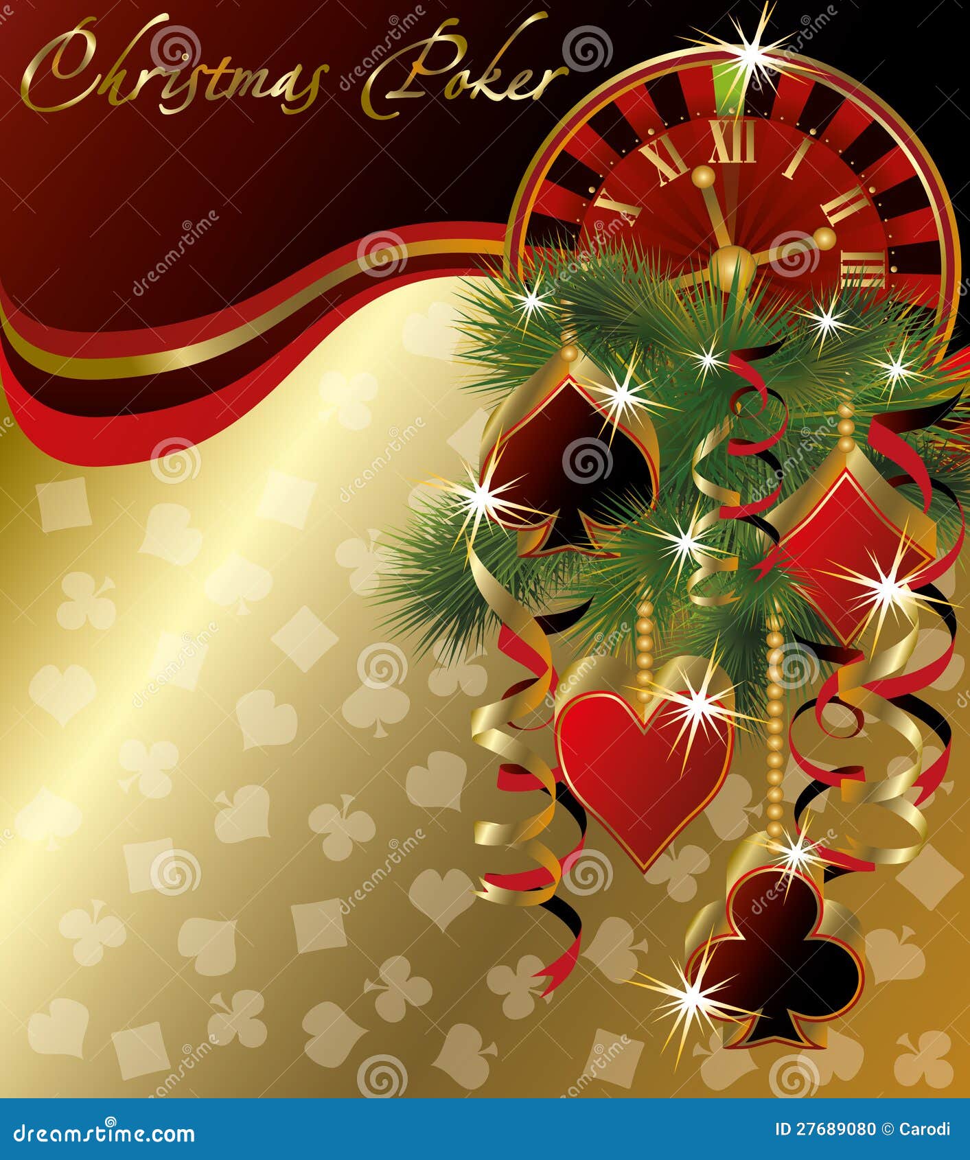 Christmas Poker Greeting Background Stock Vector - Illustration of four