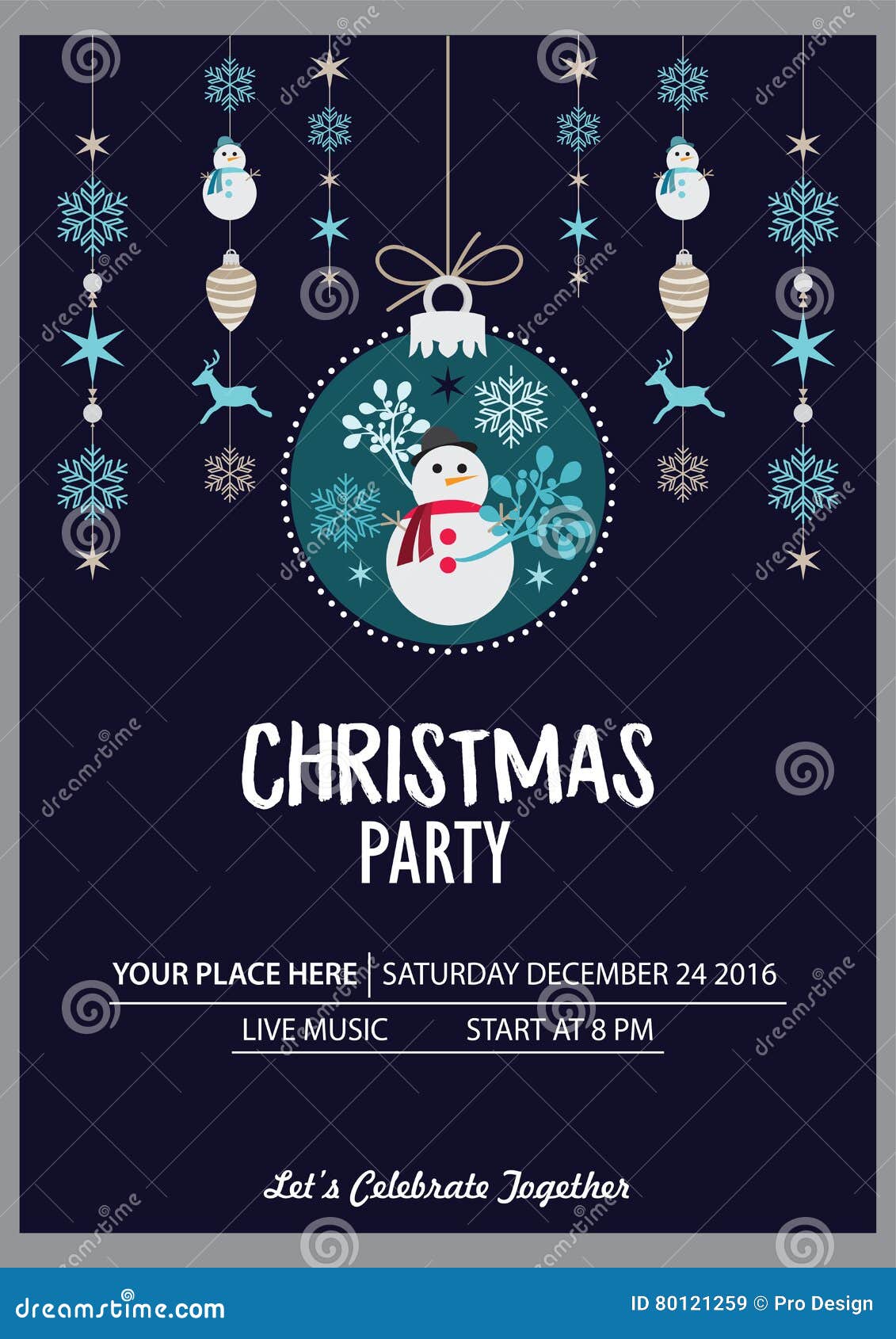 Christmas Poster with Snowman Stock Vector - Illustration of brochure ...