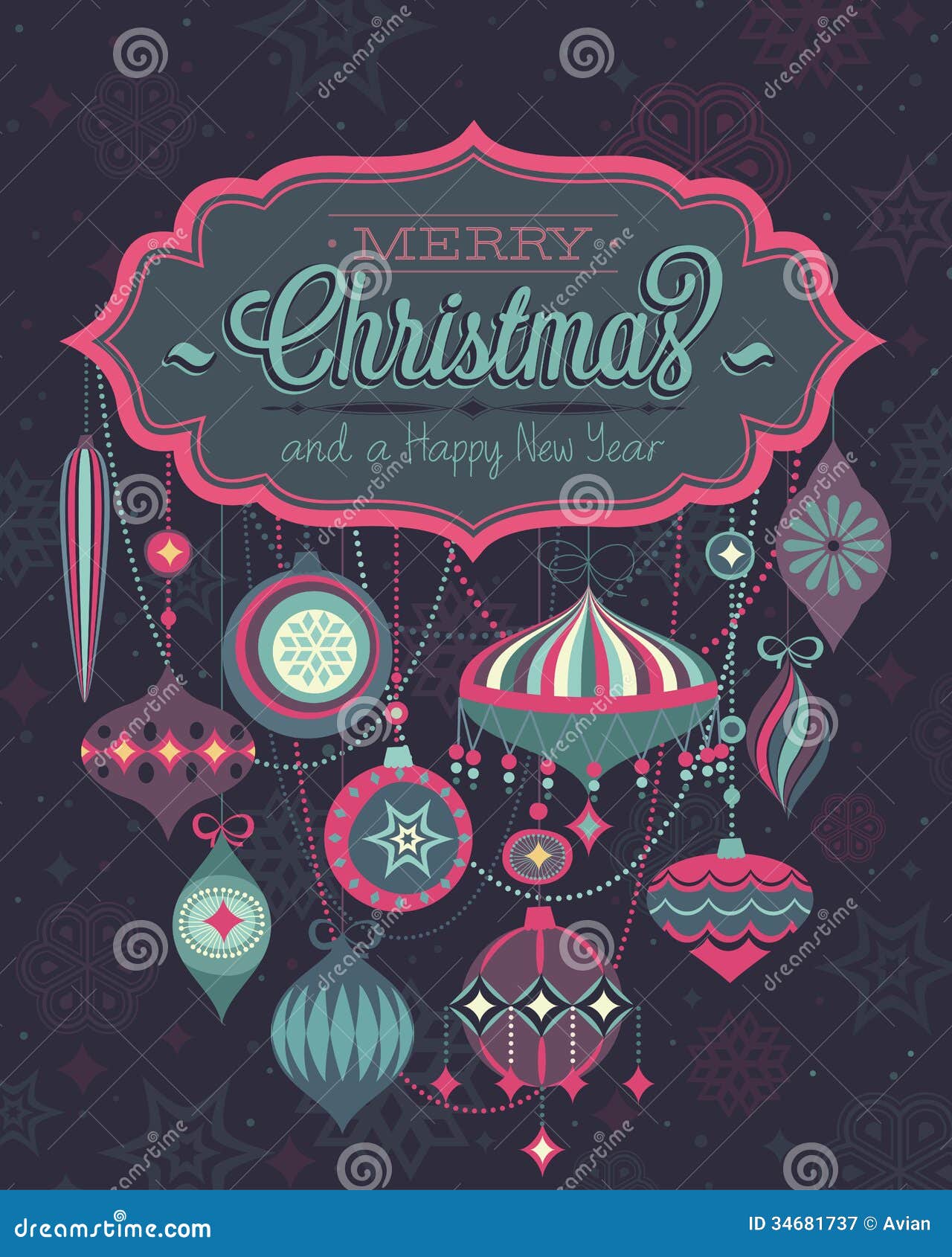 Christmas Poster. stock vector. Image of holiday, christmas  34681737